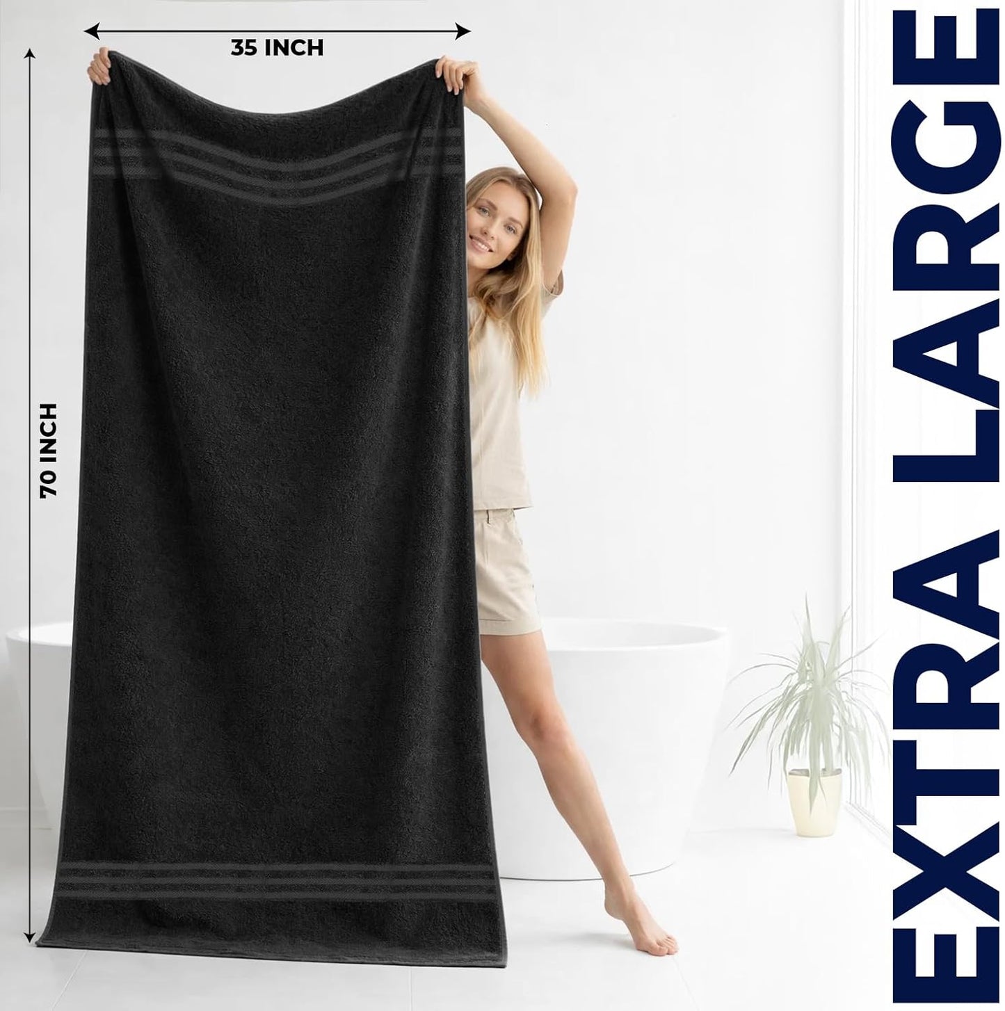 Dluxe Ave. DAN RIVER Pack of 2 Bath Sheet 35x70 Inches Premium Oversized Towels