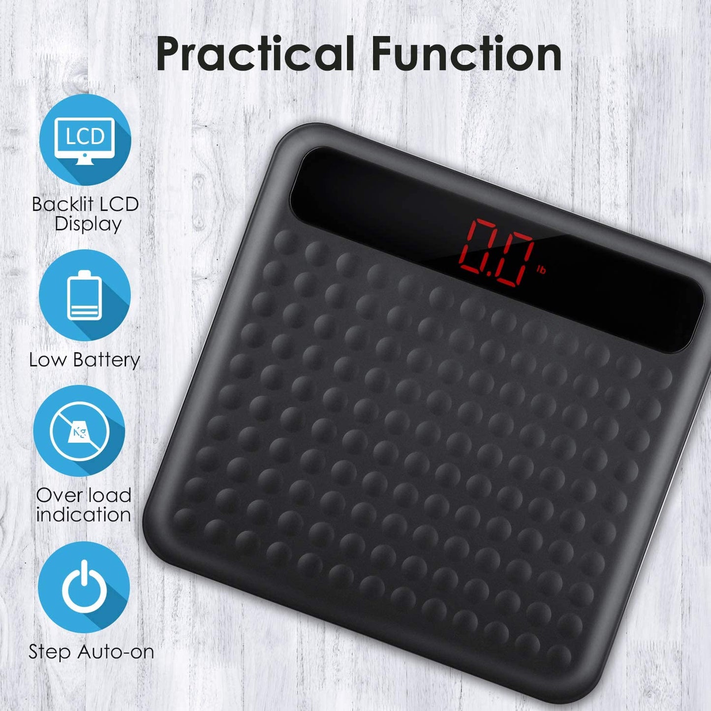 Dluxe Ave. Digital Weight Scale USB Charging Bathroom Weight Scale Three-Color LCD Back Light Display
