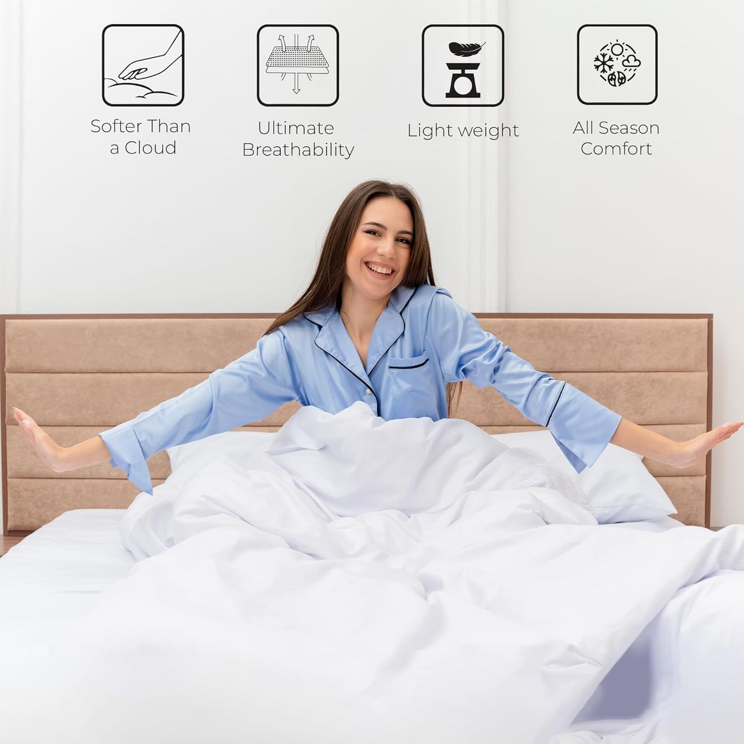 Dluxe Ave. ( FULL ) 3 Pcs {Duvet Cover} Set, with Deep Pocket Fitted Sheet/ White