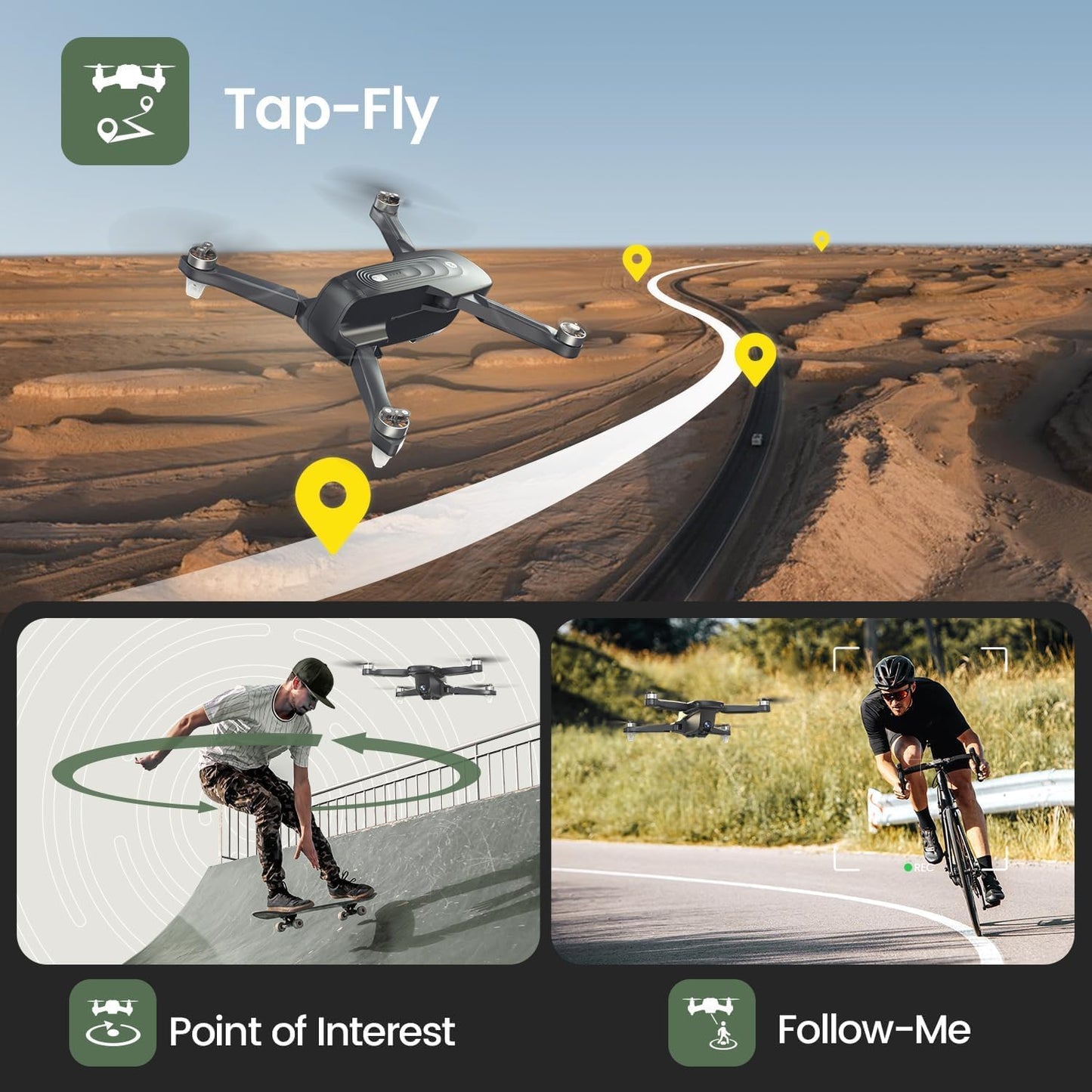 Dluxe Ave. GPS Drone with 4K Camera for Adults/ Auto Return Follow Me/ Hold 46 Mins Long Flight