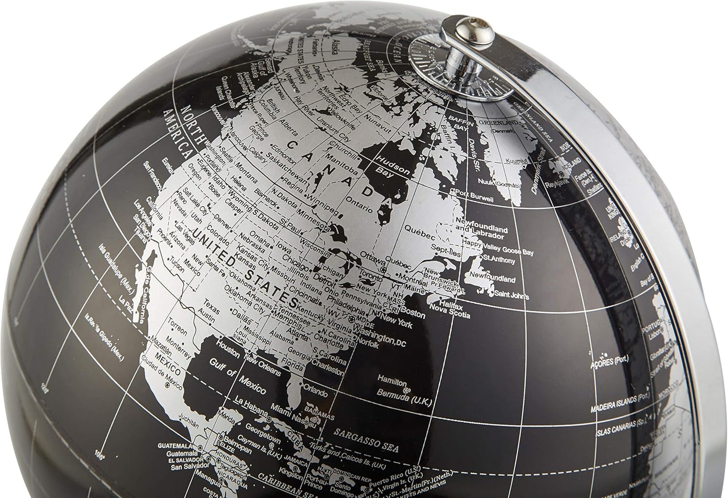 Dluxe Ave. Metallic World Globe Black, Desktop Decoration, Metallic Black (10-Inch)