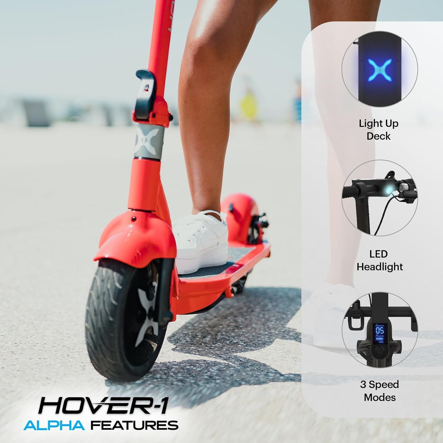 Dluxe Ave. Hover-1 Alpha Foldable Electric Scooter with 450W Brushless Motor 18 mph Max Speed 10” Air-Filled Tires and 12 Mile Range