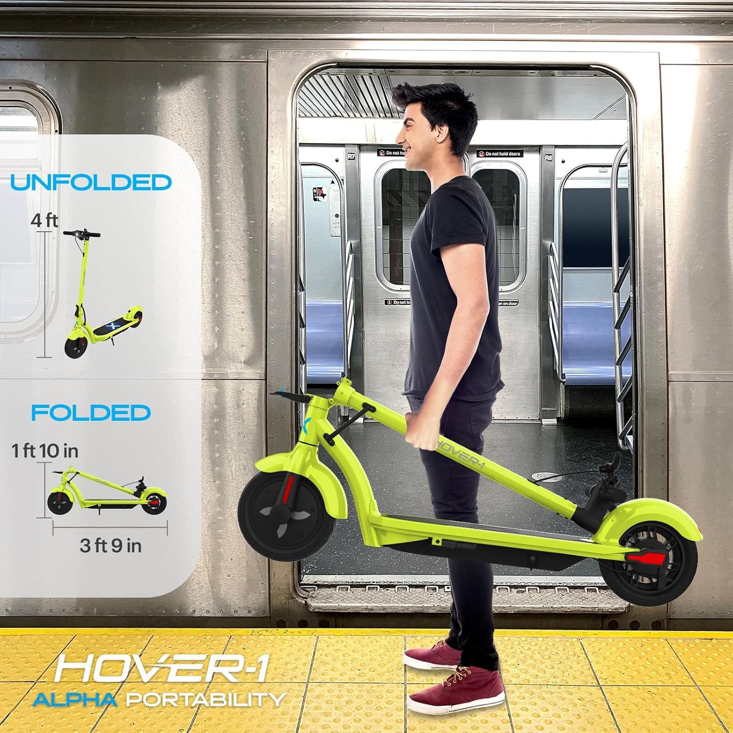 Dluxe Ave. Hover-1 Alpha Foldable Electric Scooter with 450W Brushless Motor 18 mph Max Speed 10” Air-Filled Tires and 12 Mile Range
