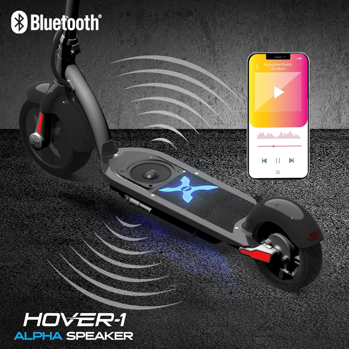 Dluxe Ave. Hover-1 Alpha Foldable Electric Scooter with 450W Brushless Motor 18 mph Max Speed 10” Air-Filled Tires and 12 Mile Range