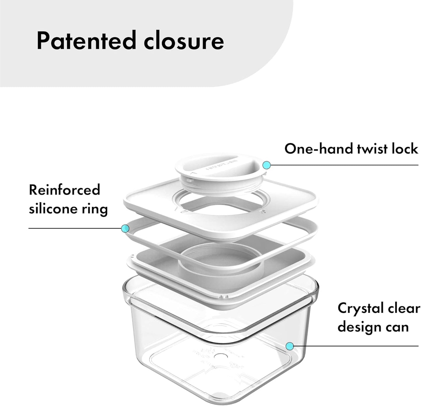 Dluxe Ave. Smart Seal 8pc Patent Airtight Kitchen Pantry Canister/Organizer Clear Plastic Container & Simple Twist Lids