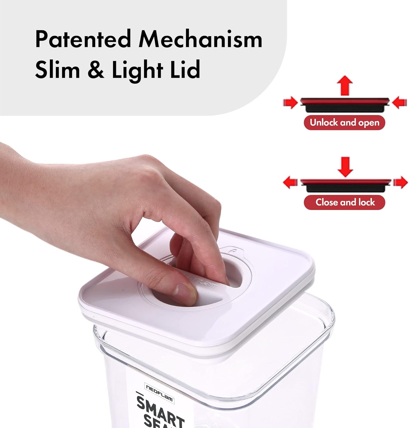 Dluxe Ave. Smart Seal 8pc Patent Airtight Kitchen Pantry Canister/Organizer Clear Plastic Container & Simple Twist Lids