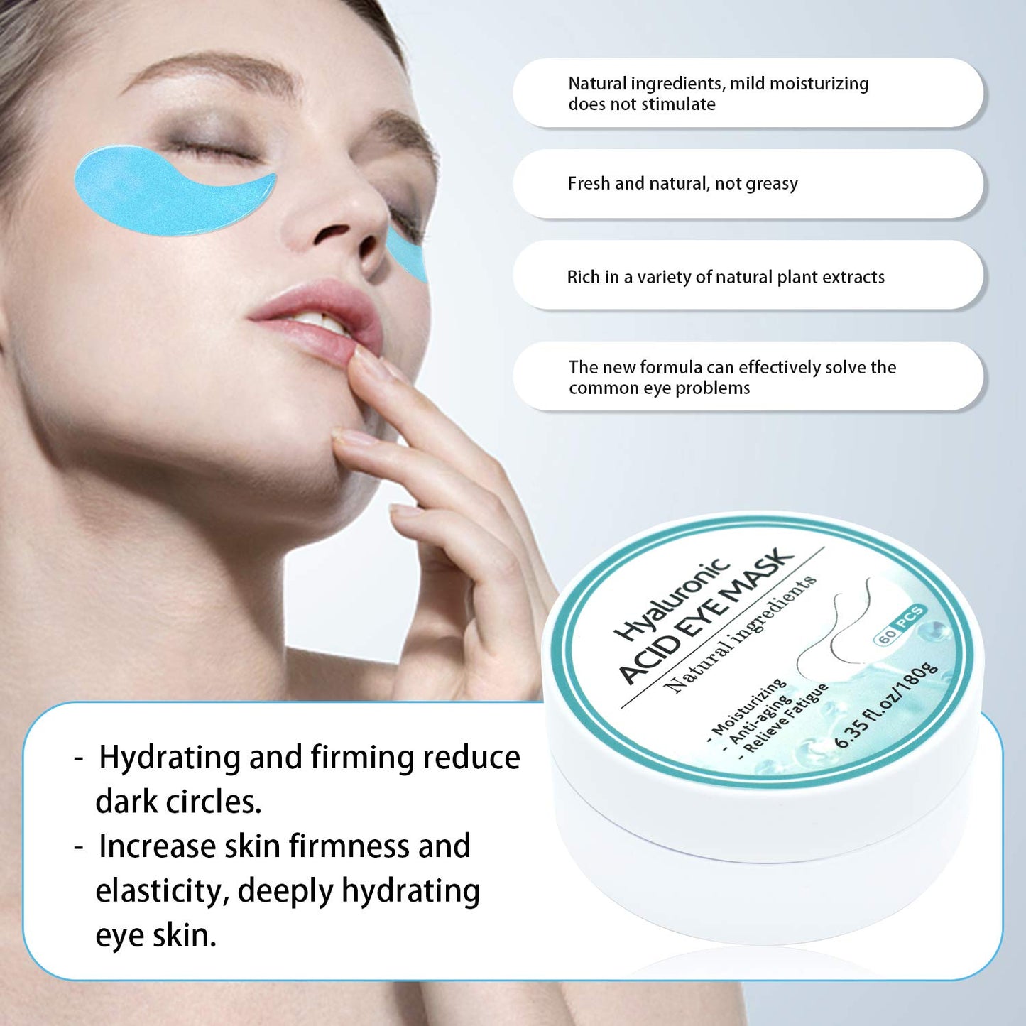 Dluxe Ave. Under Eye Patches Hyaluronic Acid Eye Mask Moisturizing/ 60PCS Eye Treatment