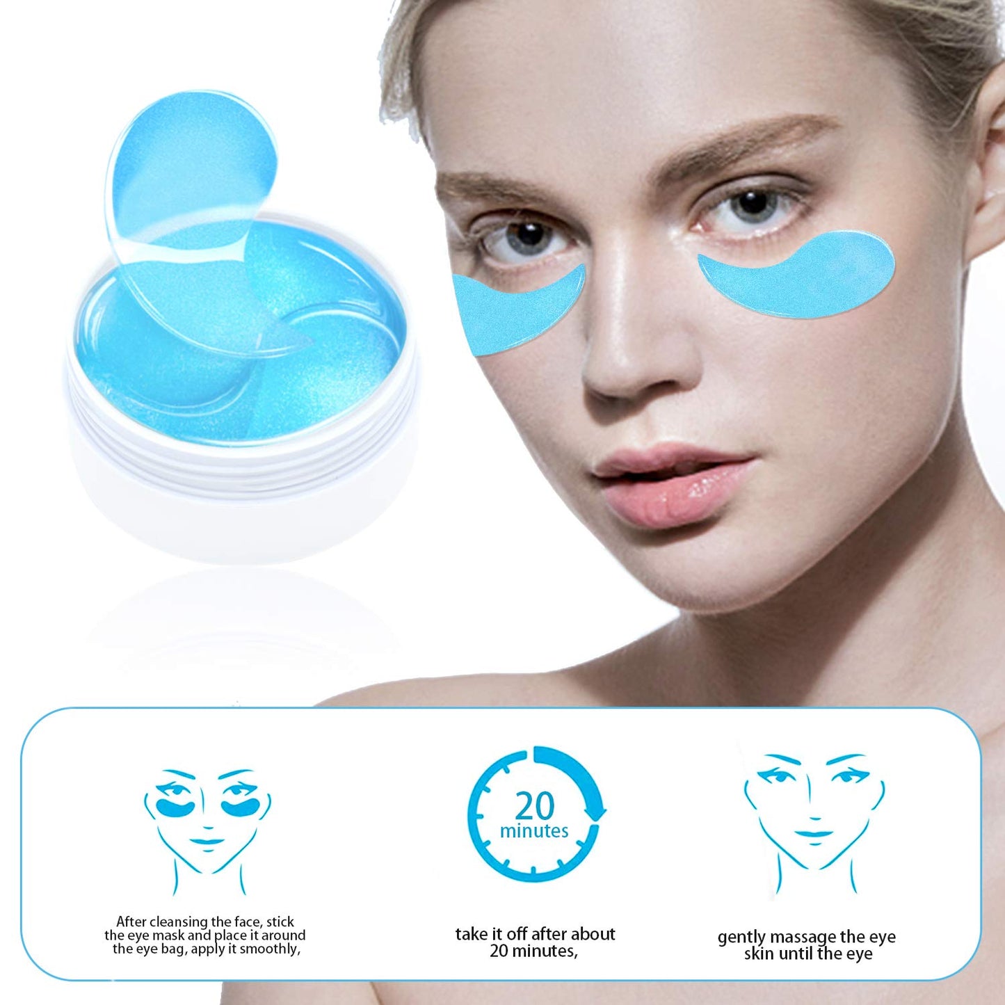 Dluxe Ave. Under Eye Patches Hyaluronic Acid Eye Mask Moisturizing/ 60PCS Eye Treatment