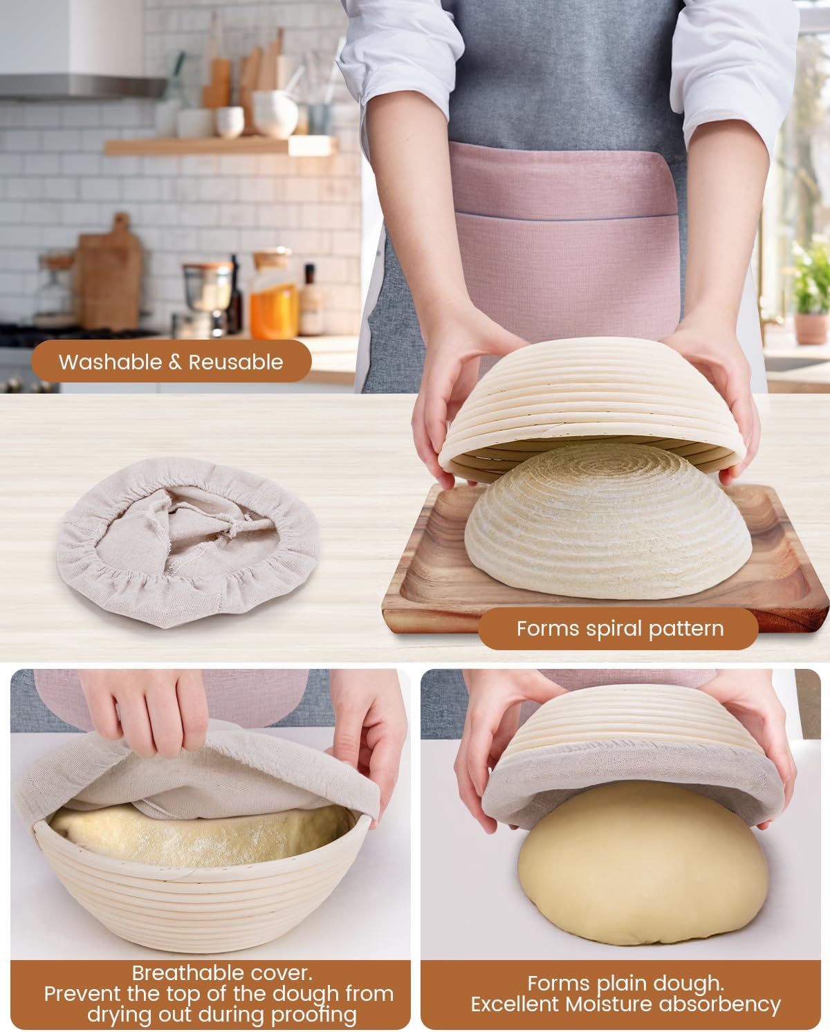 Dluxe Ave. Bread Basket Set 9 Inch Round and 10 Inch Oval