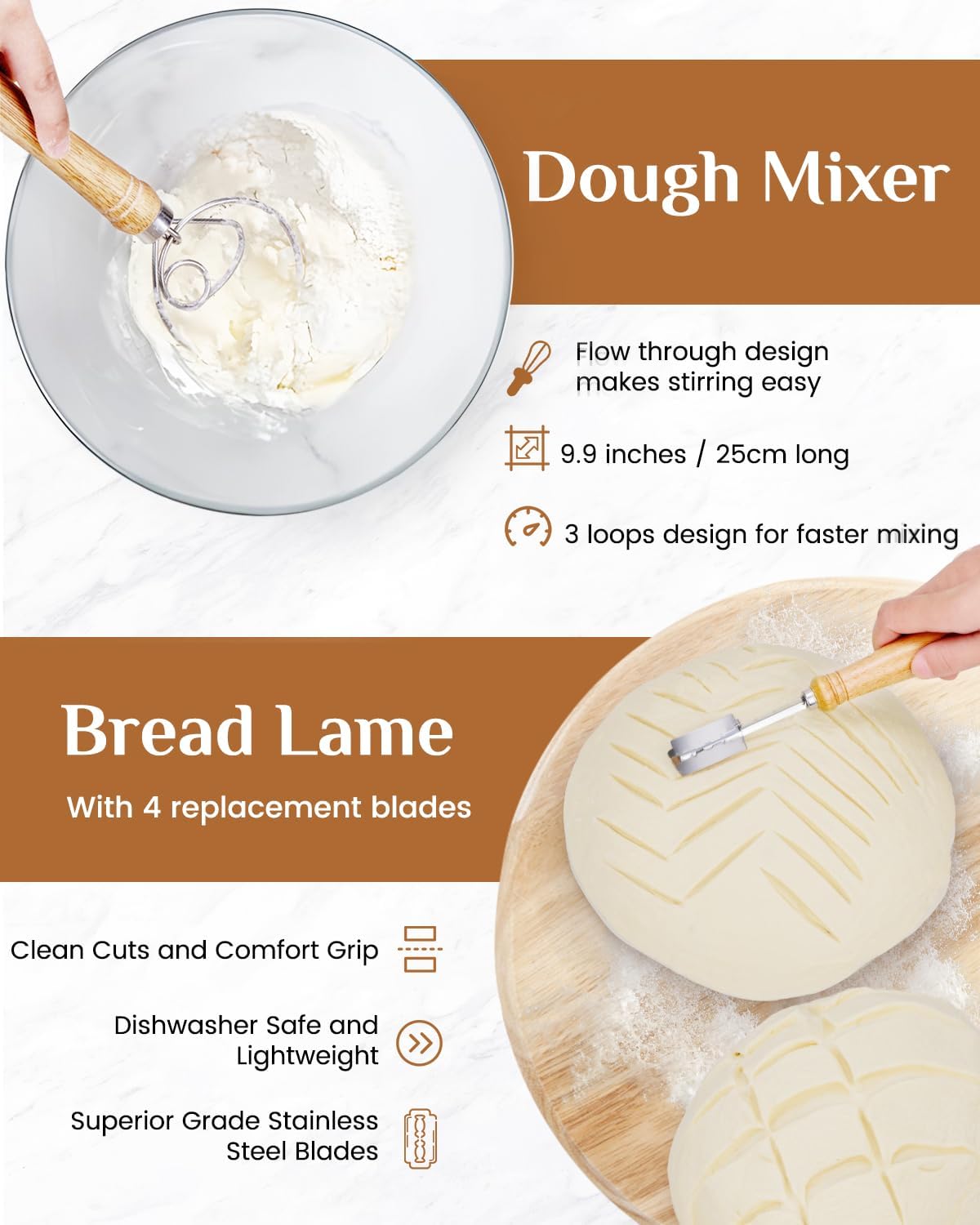 Dluxe Ave. Bread Basket Set 9 Inch Round and 10 Inch Oval