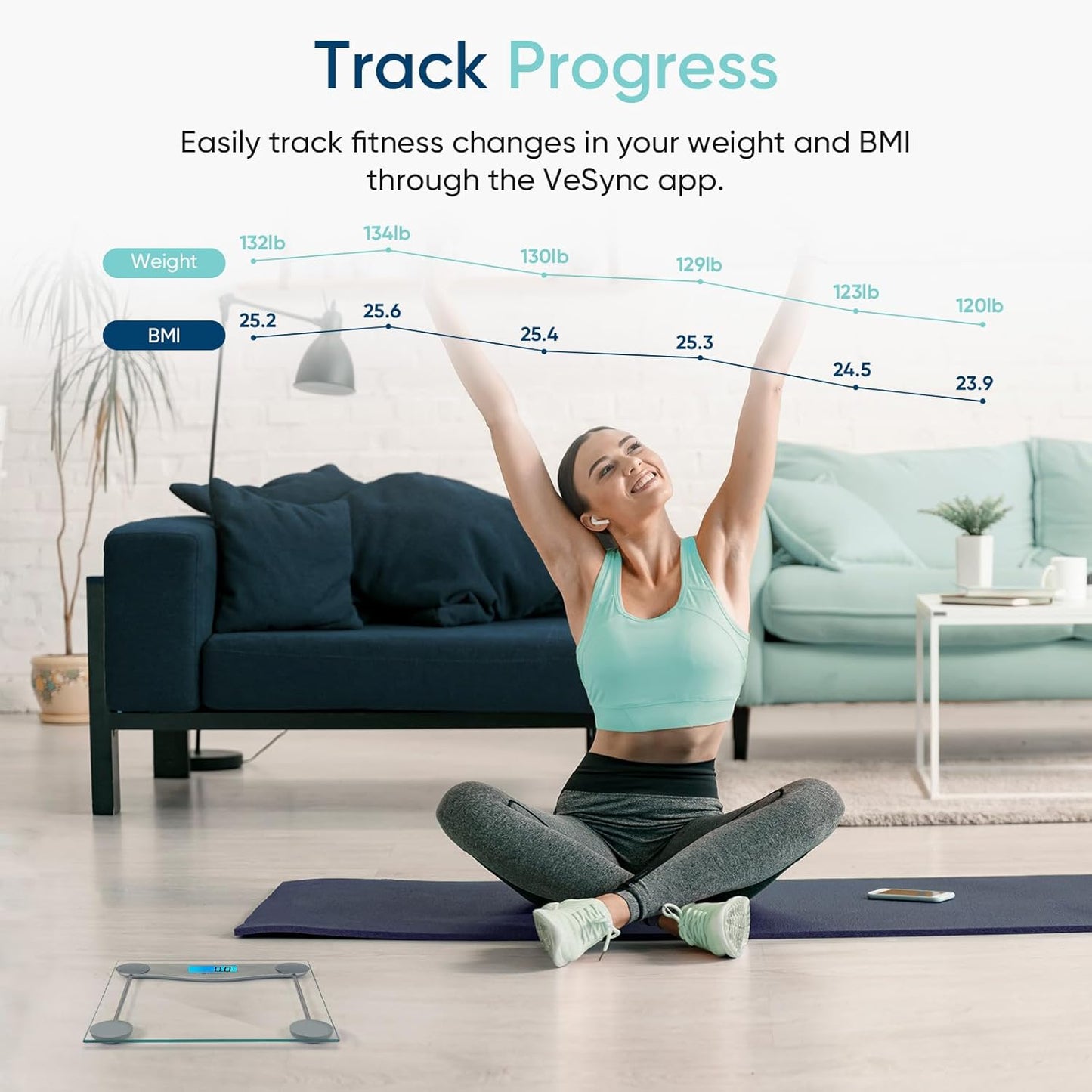 Dluxe Ave. Etekcity Bathroom Scale for Body Weight BMI Scale Upgraded Bluetooth Digital Scale Large Blue LCD Backlight