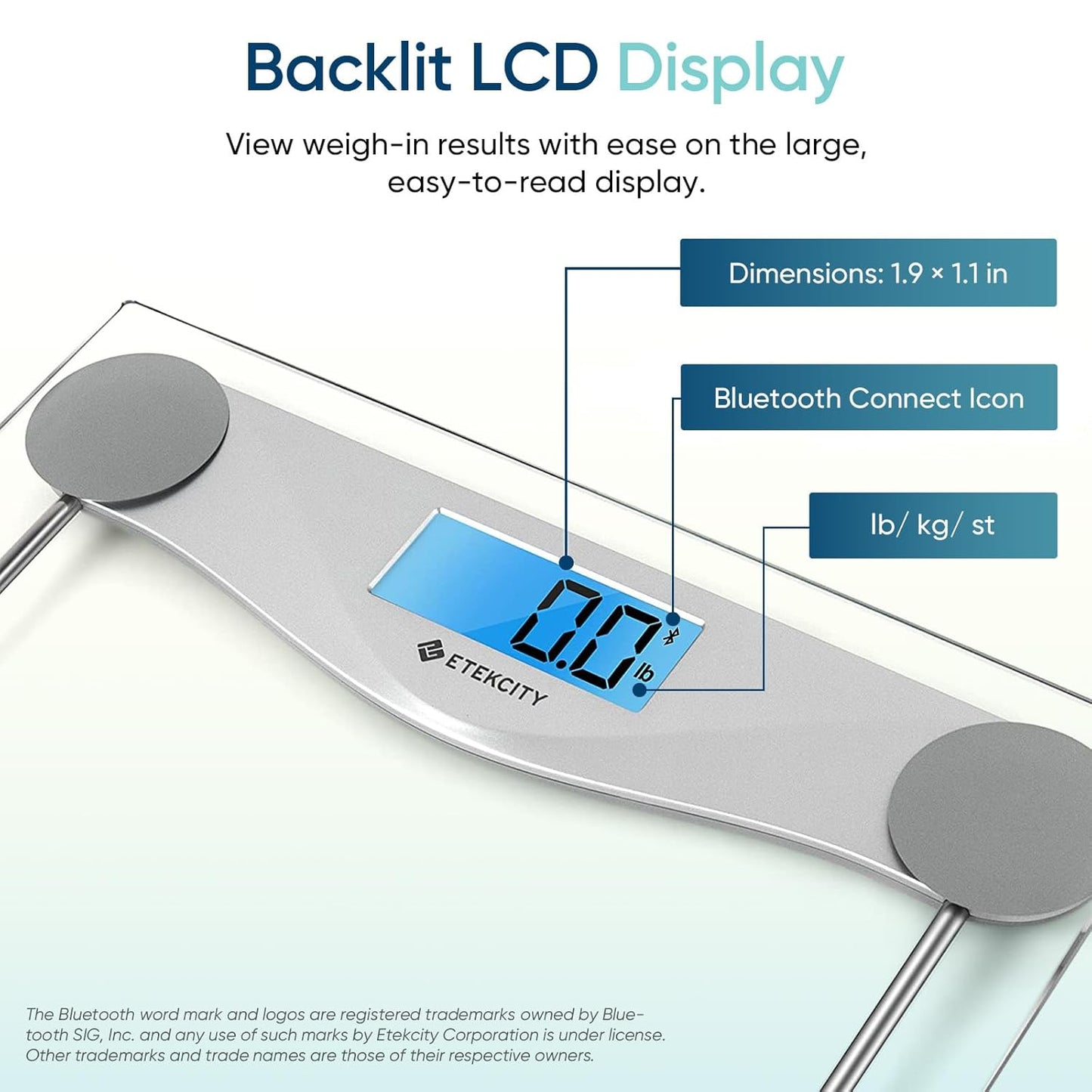 Dluxe Ave. Etekcity Bathroom Scale for Body Weight BMI Scale Upgraded Bluetooth Digital Scale Large Blue LCD Backlight