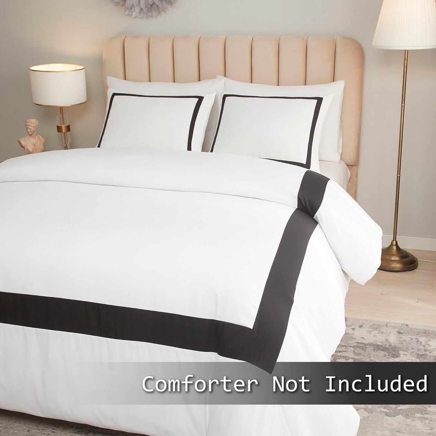 Dluxe Ave. ( QUEEN ) 3 Pcs Hotel {Duvet Cover} Set, Black Line