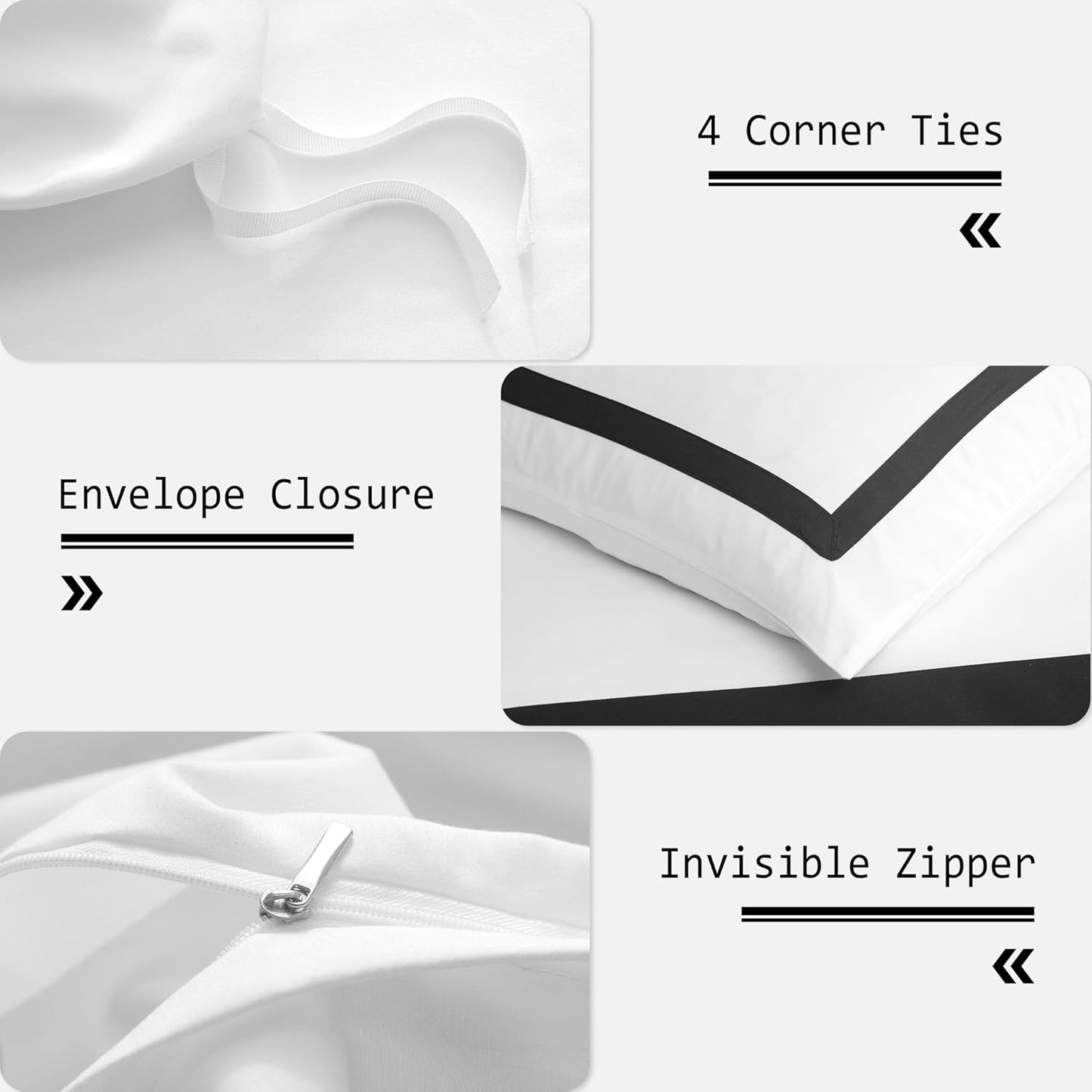 Dluxe Ave. ( QUEEN ) 3 Pcs Hotel {Duvet Cover} Set, Black Line