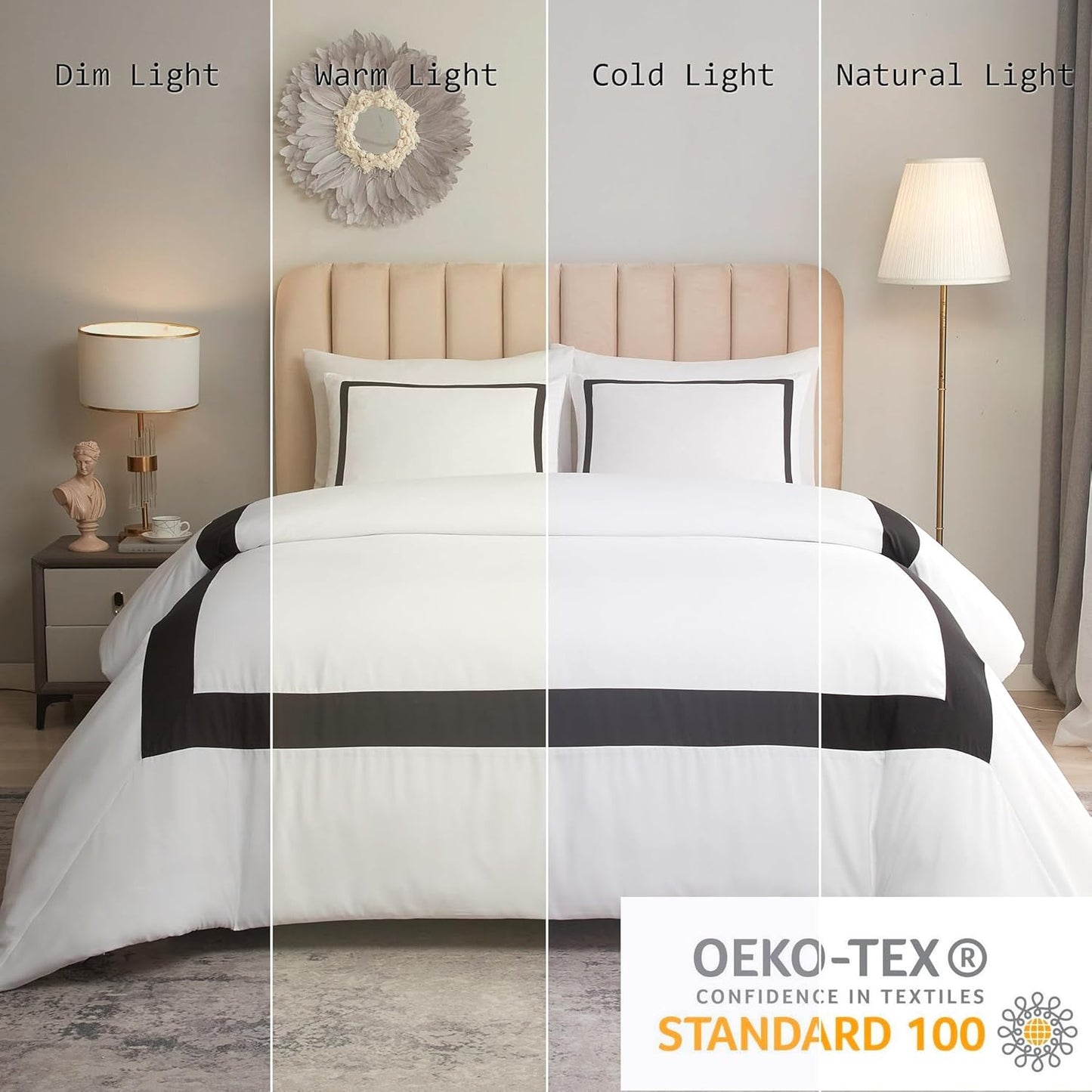 Dluxe Ave. ( QUEEN ) 3 Pcs Hotel {Duvet Cover} Set, Black Line