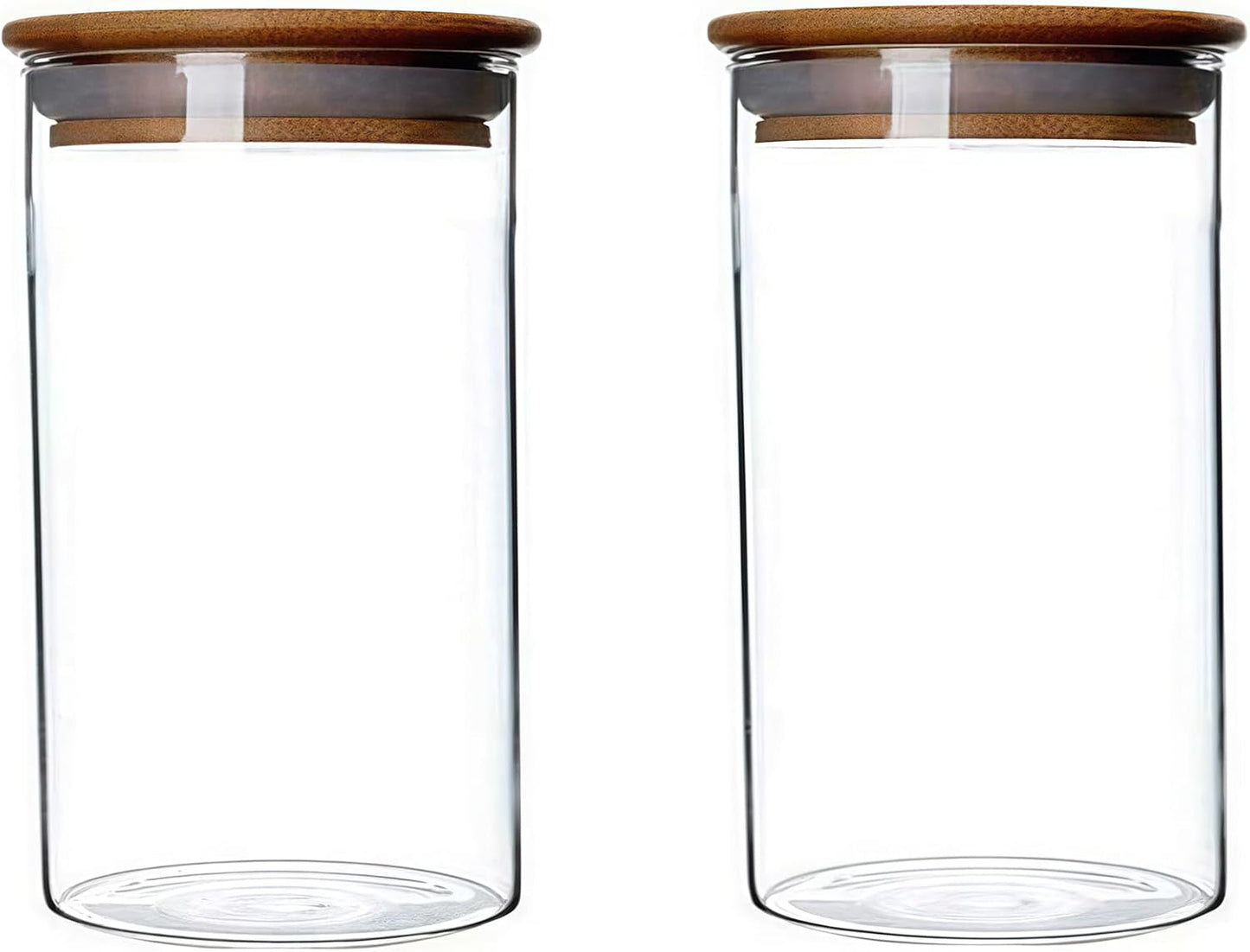 Dluxe Ave.2 Pack 350ml 12oz Clear Glass Food Storage Jars Containers with Airtight Bamboo Lids Glass