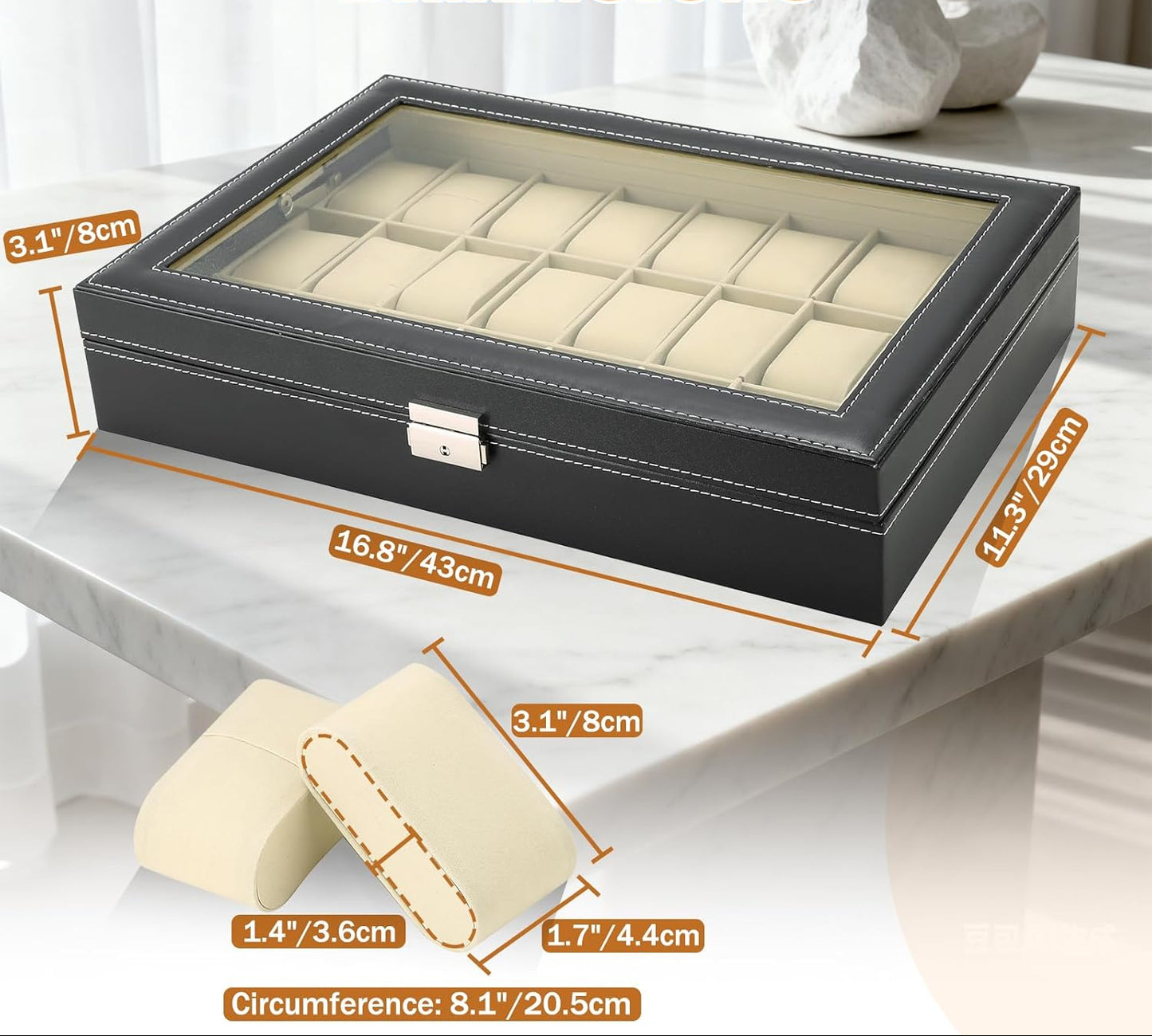 Dluxe Ave. 24 Slot Watch Box Organizer Display