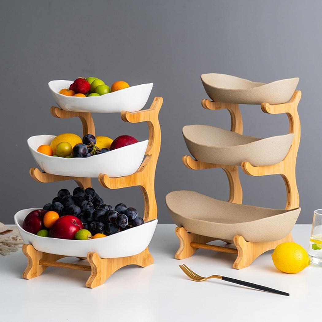 Dluxe Ave. 3 Tier Fruit Basket for Kitchen Counter/ Ceramic/ Large
