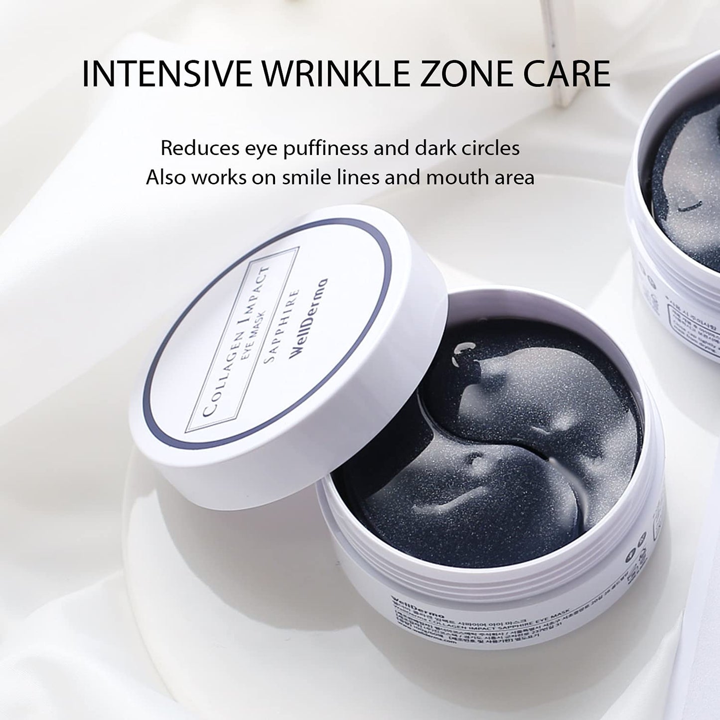 Dluxe Ave. WELLDERMA Collagen Impact Sapphire Eye Mask 60 Sheets - NOURISHing ENRICHed Moisturizing Hydrogel Eye Patches Wrinkles Collagen Under Eye for Dark Circles Dry and Dull Skin