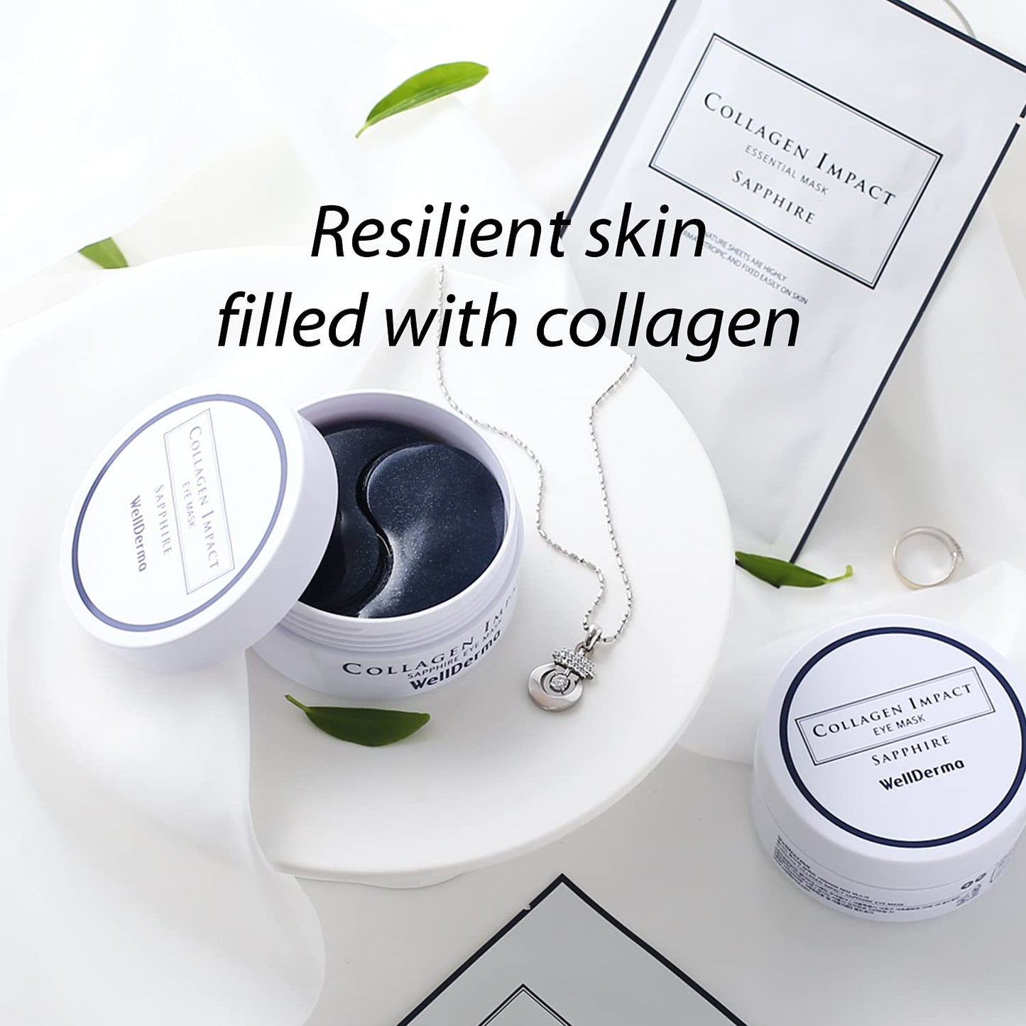 Dluxe Ave. WELLDERMA Collagen Impact Sapphire Eye Mask 60 Sheets - NOURISHing ENRICHed Moisturizing Hydrogel Eye Patches Wrinkles Collagen Under Eye for Dark Circles Dry and Dull Skin