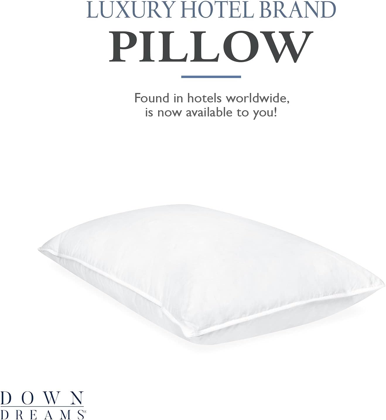 Dluxe Ave. ( QUEEN ) Down Classic Pillows { FIRM }, Set of 2-Pack, Luxury Hotel Quality