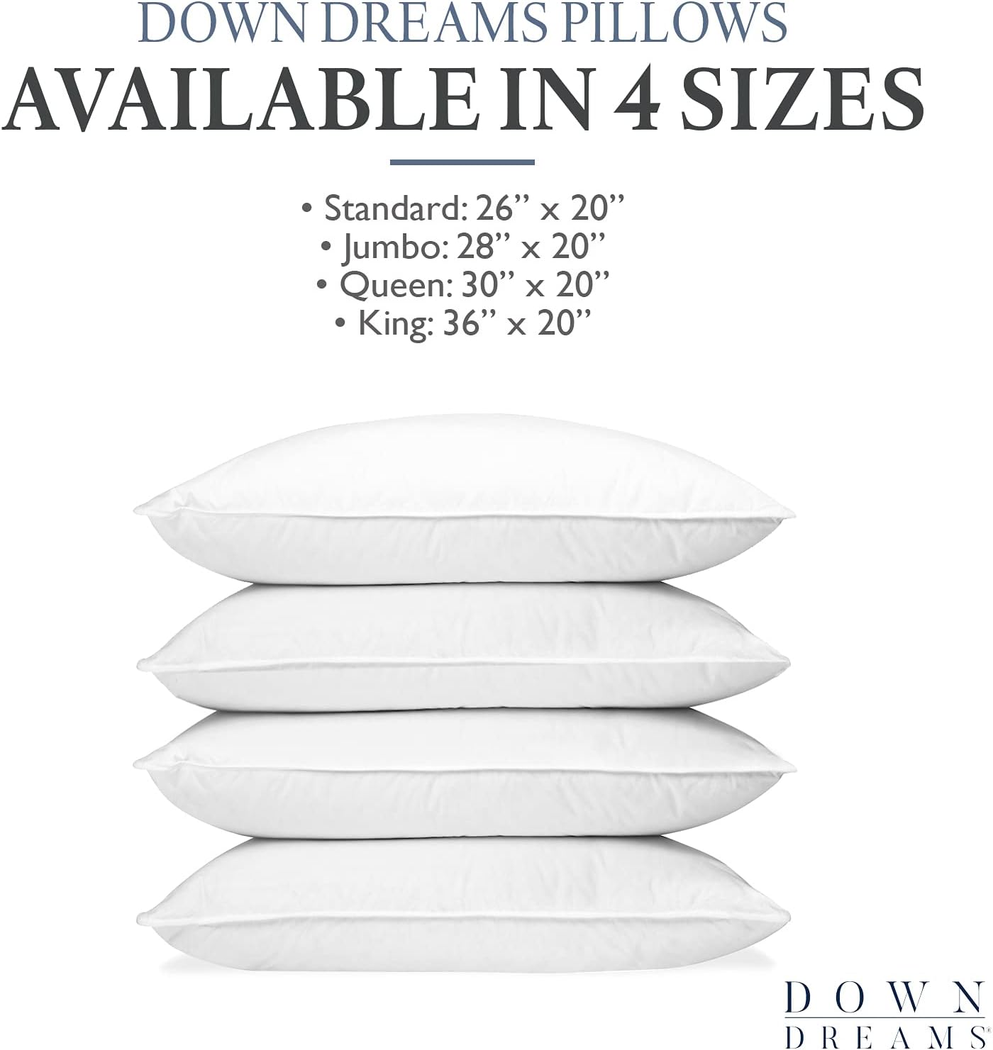 Dluxe Ave. ( QUEEN ) Down Classic Pillows { FIRM }, Set of 2-Pack, Luxury Hotel Quality