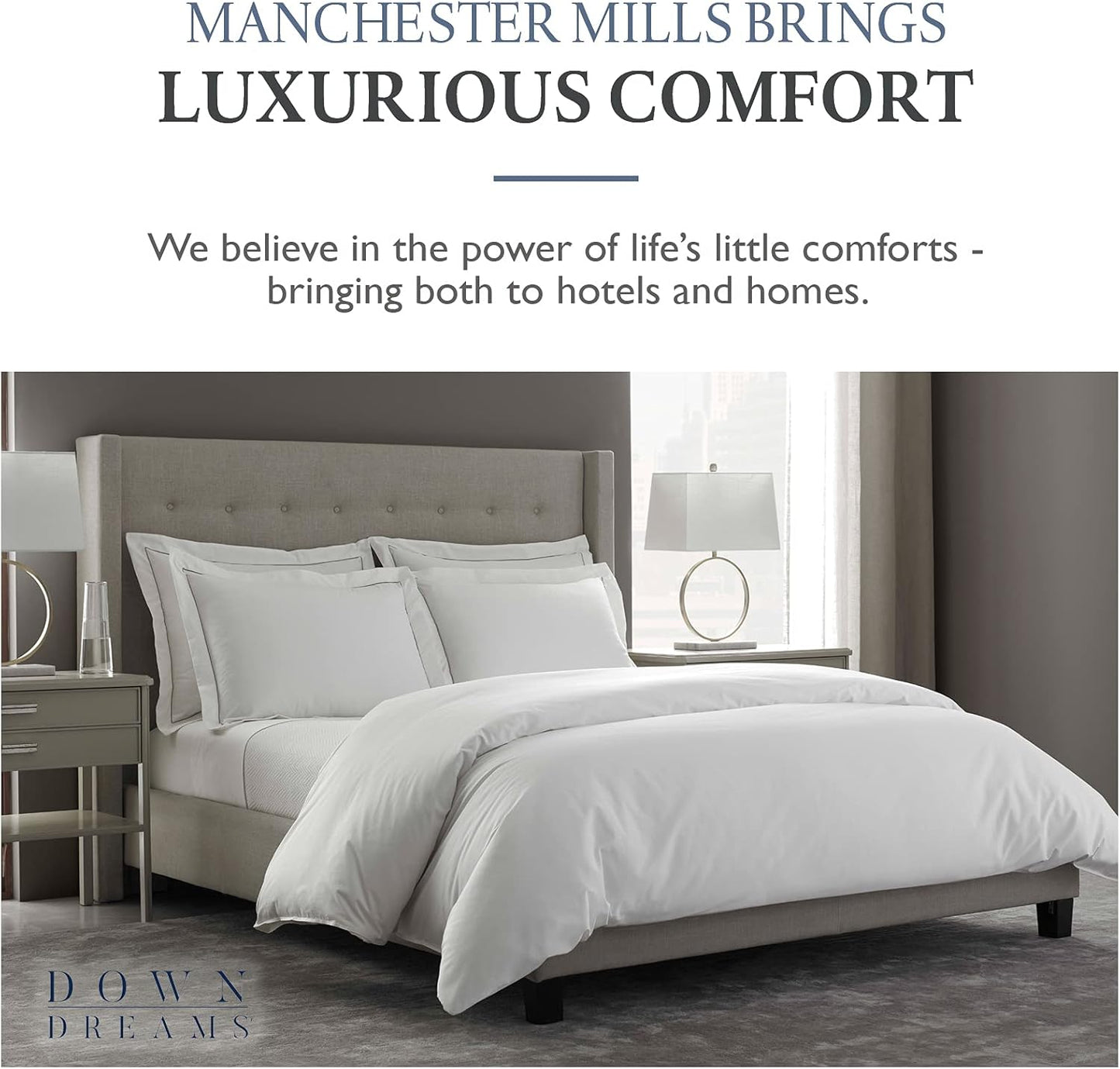 Dluxe Ave. ( QUEEN ) Down Classic Pillows { FIRM }, Set of 2-Pack, Luxury Hotel Quality