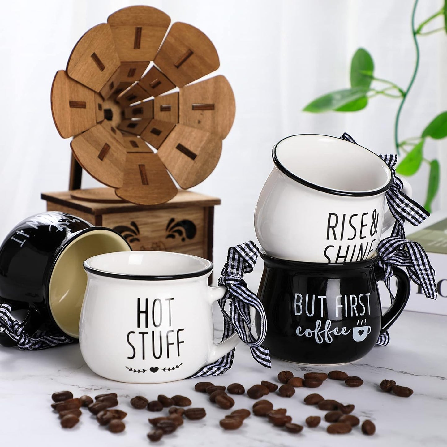 Dluxe Ave. 4 Pcs Coffee Mugs/Mini Espresso Cups 5 oz with Handle