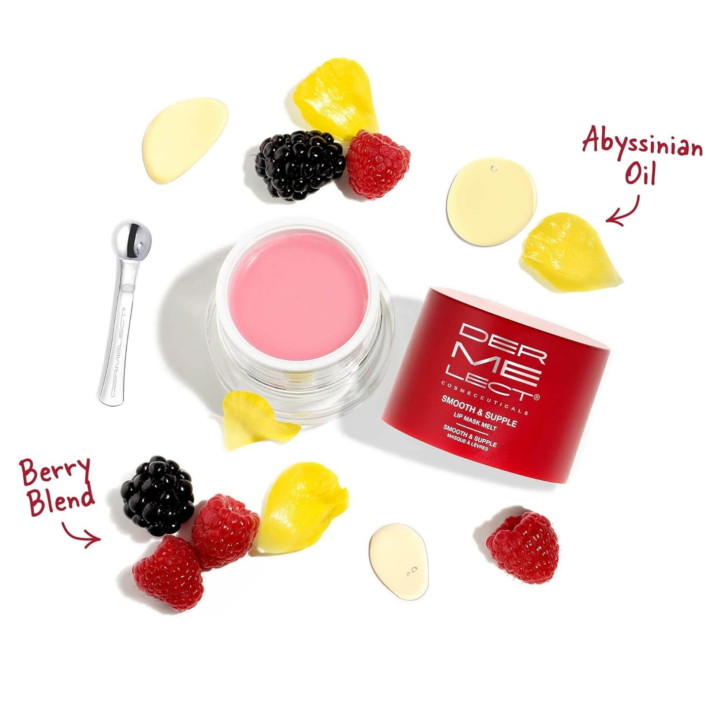 Dluxe Ave. Dermelect Smooth & Supple Lip Mask Melt Anti Aging Lip Balm with Castor Oil Jojoba Abyssinian Evening Primrose Oil Hydrating & Replenishing 0.5 oz