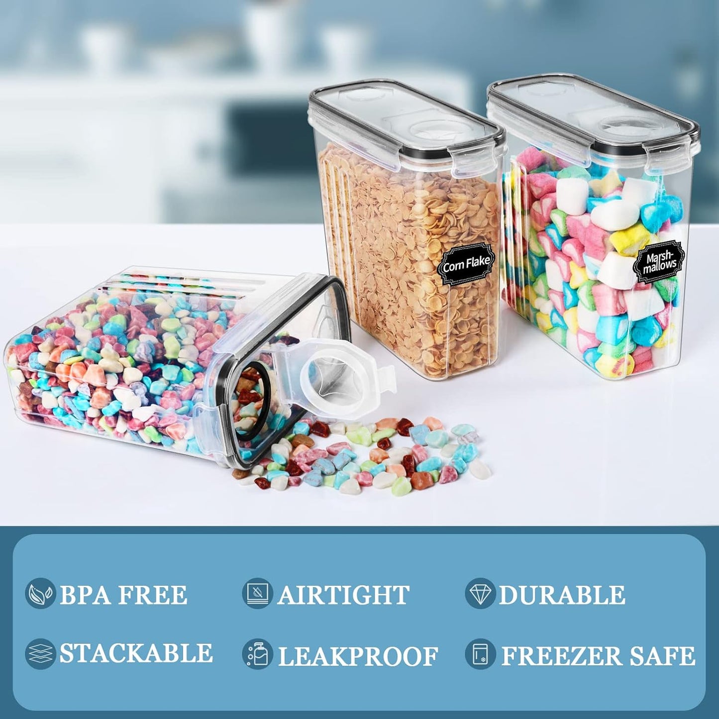 Dluxe Ave. Airtight Food Storage with Lid/ BPA-Free/ 20 Labels