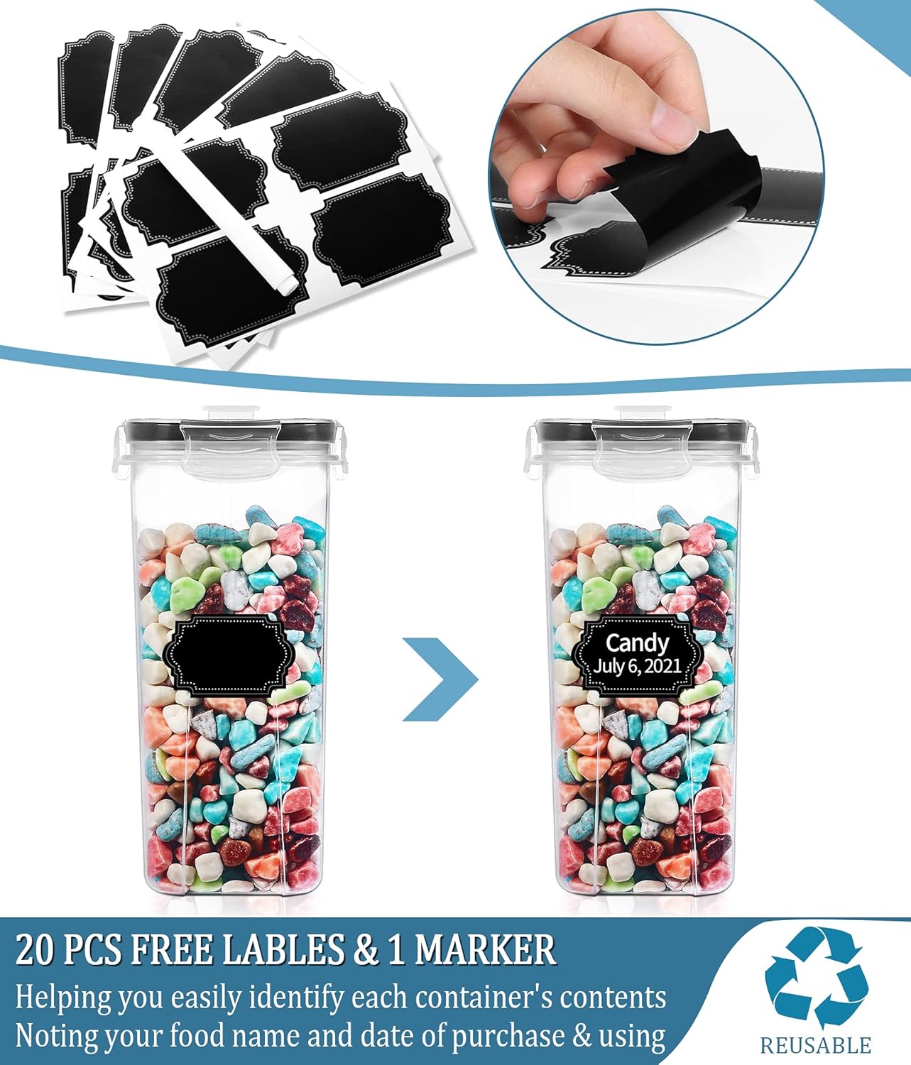 Dluxe Ave. Airtight Food Storage with Lid/ BPA-Free/ 20 Labels