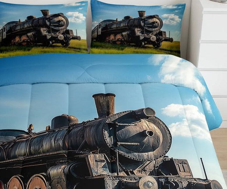 Dluxe Ave. ( FULL ) 3 Pcs Bedding and Comforter Set, Blue Sky