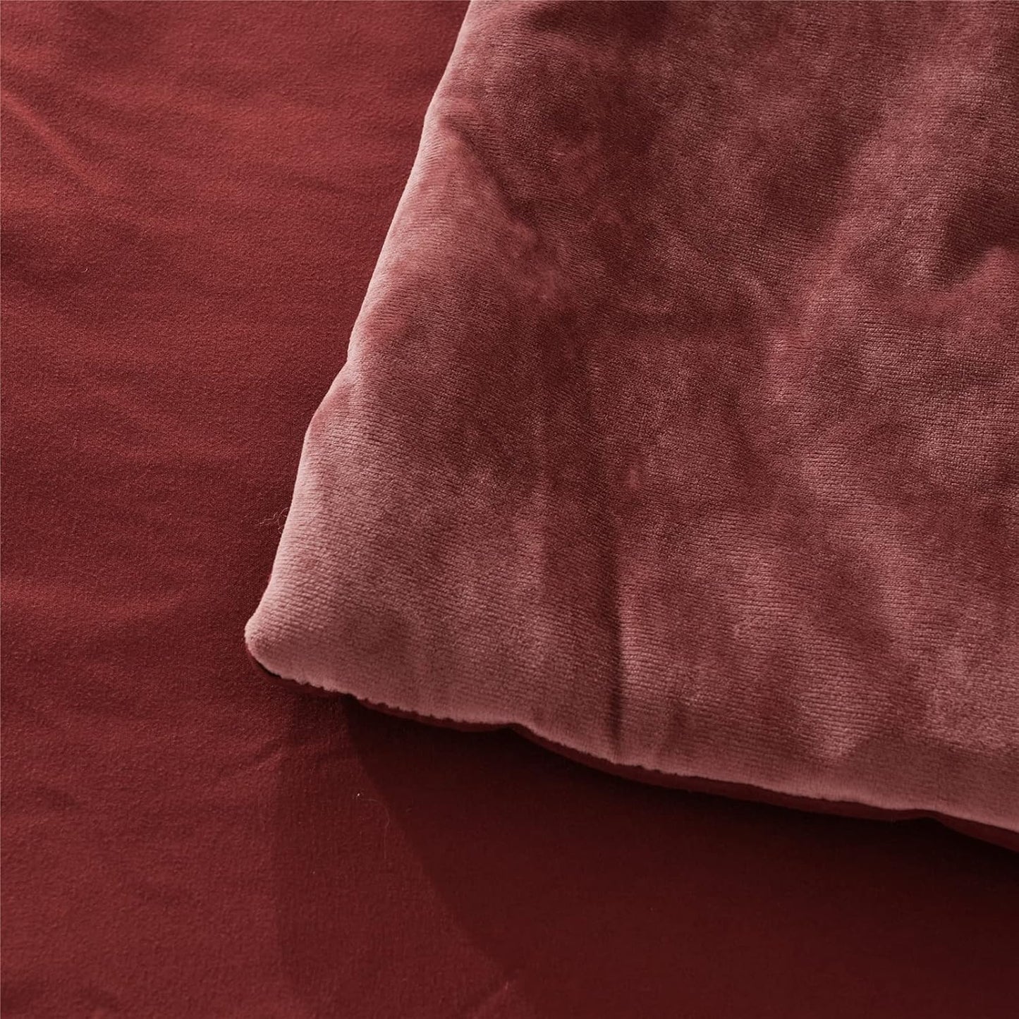 Dluxe Ave. ( KING) 5 Pcs Distressed Velvet Comforter Set/ Dull Red