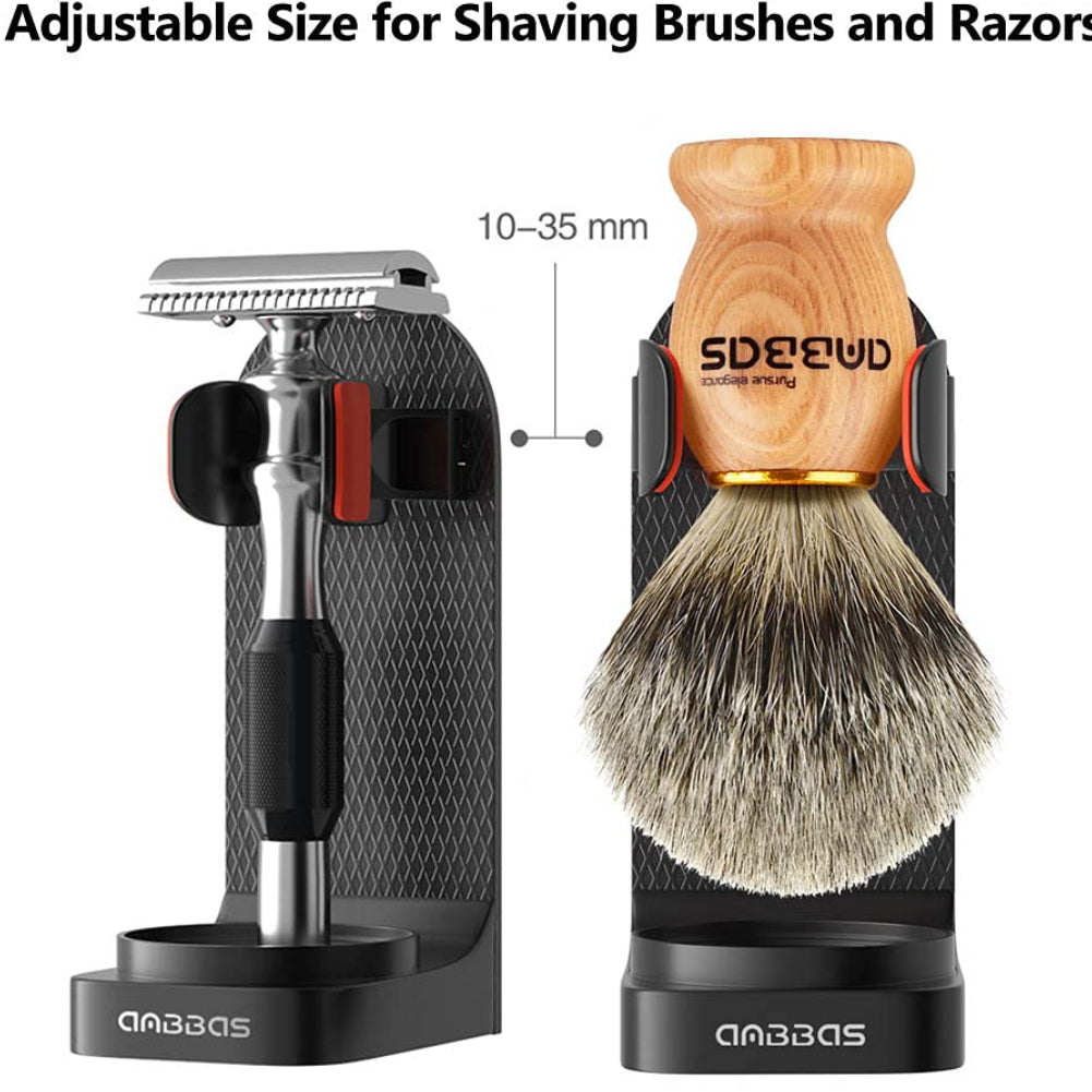 Dluxe Ave. Hair Shaving Brush with Wall Mounted Brush Holder Shaving Set