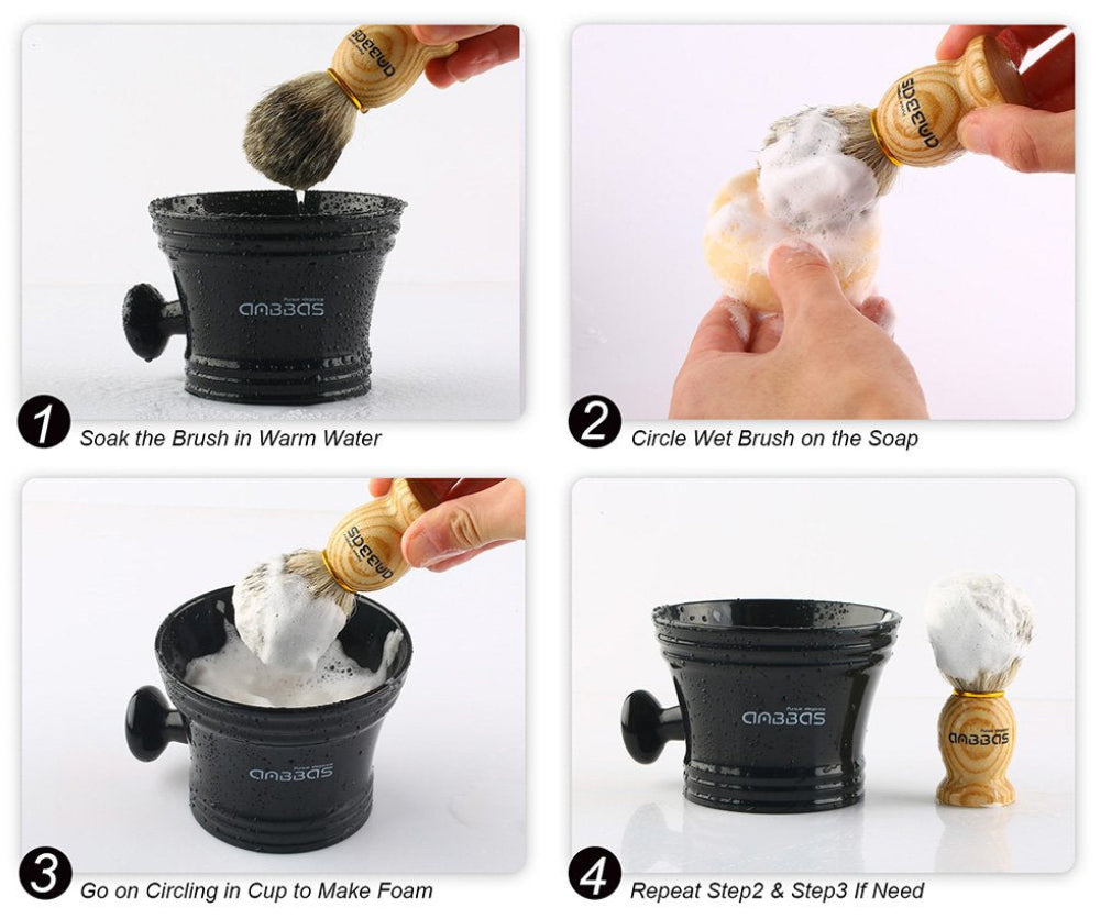 Dluxe Ave. Hair Shaving Brush with Wall Mounted Brush Holder Shaving Set