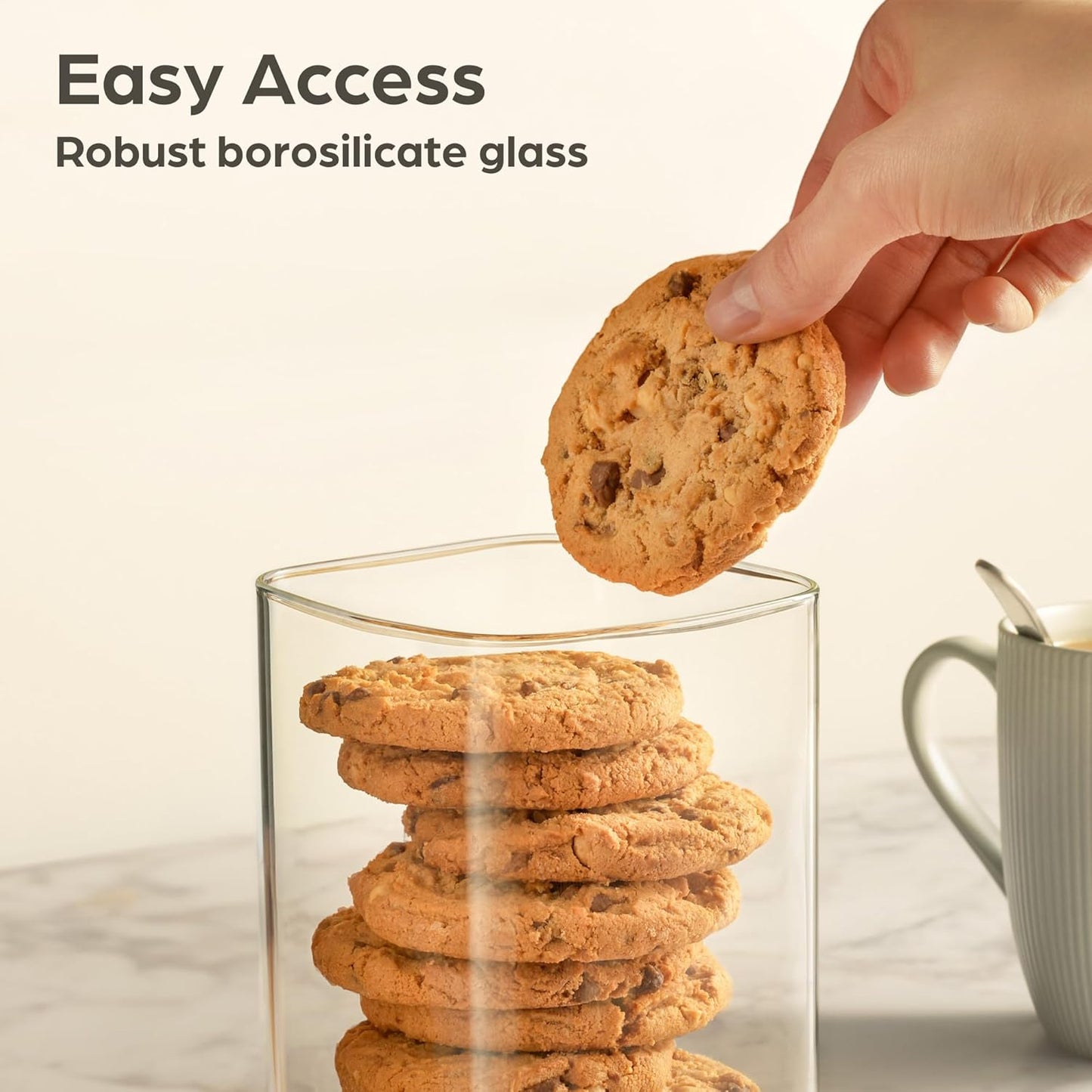 Dluxe Ave. Glass Storage Containers with Bamboo Lids/ 4 Square Airtight Jars