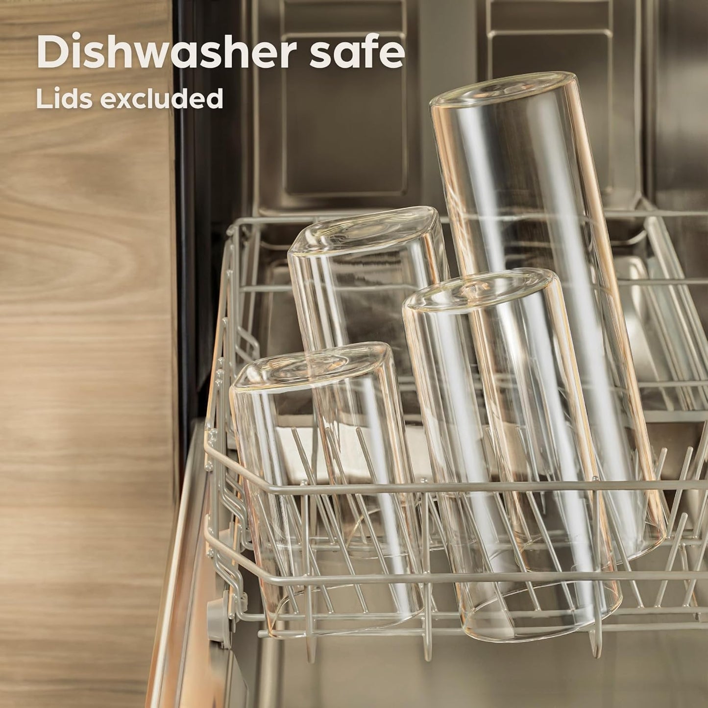 Dluxe Ave. Glass Storage Containers with Bamboo Lids/ 4 Square Airtight Jars