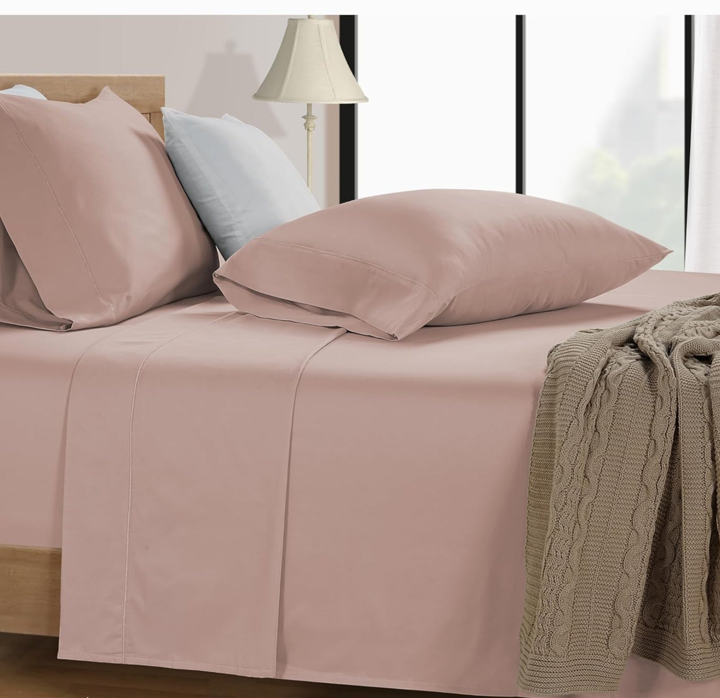 Dluxe Ave. ( TWIN ) 3 Pcs Bed Sheets Set/ 600 TC 100% Cotton/ Sateen Weave/ Hotel Luxury/ Dusty Rose