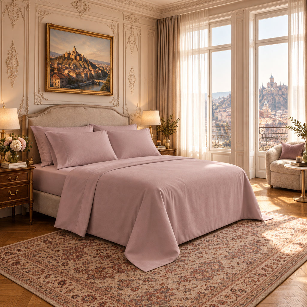 Dluxe Ave. (TWIN) 3Pcs Bed Sheets Set/ 600 TC 100% Cotton/ Dusty Rose