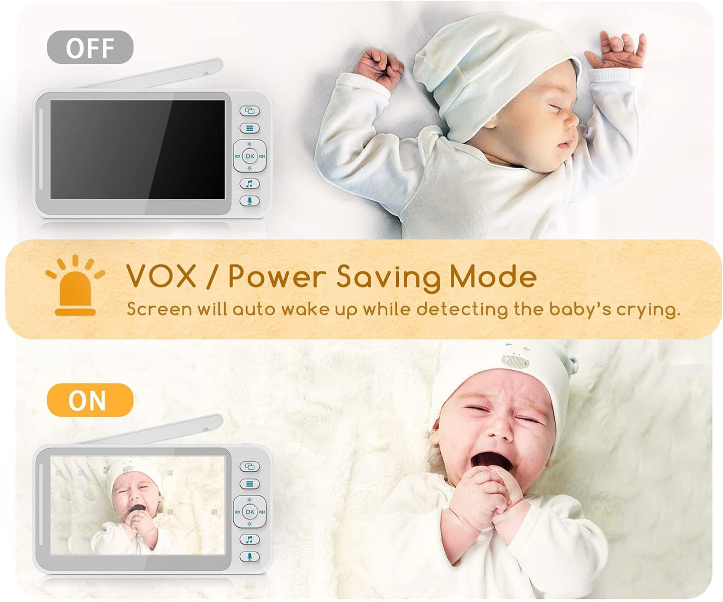 Dluxe Ave. CAMPARK CAM Video Baby Monitor with 2 Cameras and 4.3inch LCD Split Screen Baby Monitor with Camera and Audio Infrared Night Vision Two-Way Talk Temperature Display 8 Lullabies and VOX Mode