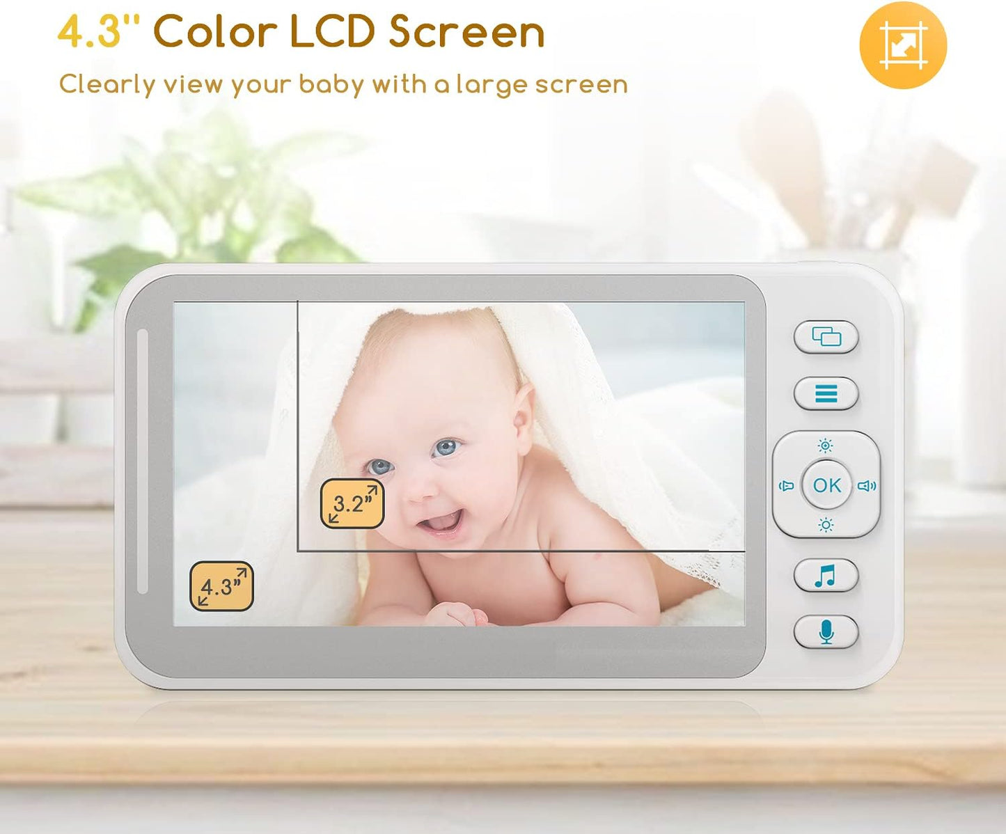 Dluxe Ave. CAMPARK CAM Video Baby Monitor with 2 Cameras and 4.3inch LCD Split Screen Baby Monitor with Camera and Audio Infrared Night Vision Two-Way Talk Temperature Display 8 Lullabies and VOX Mode