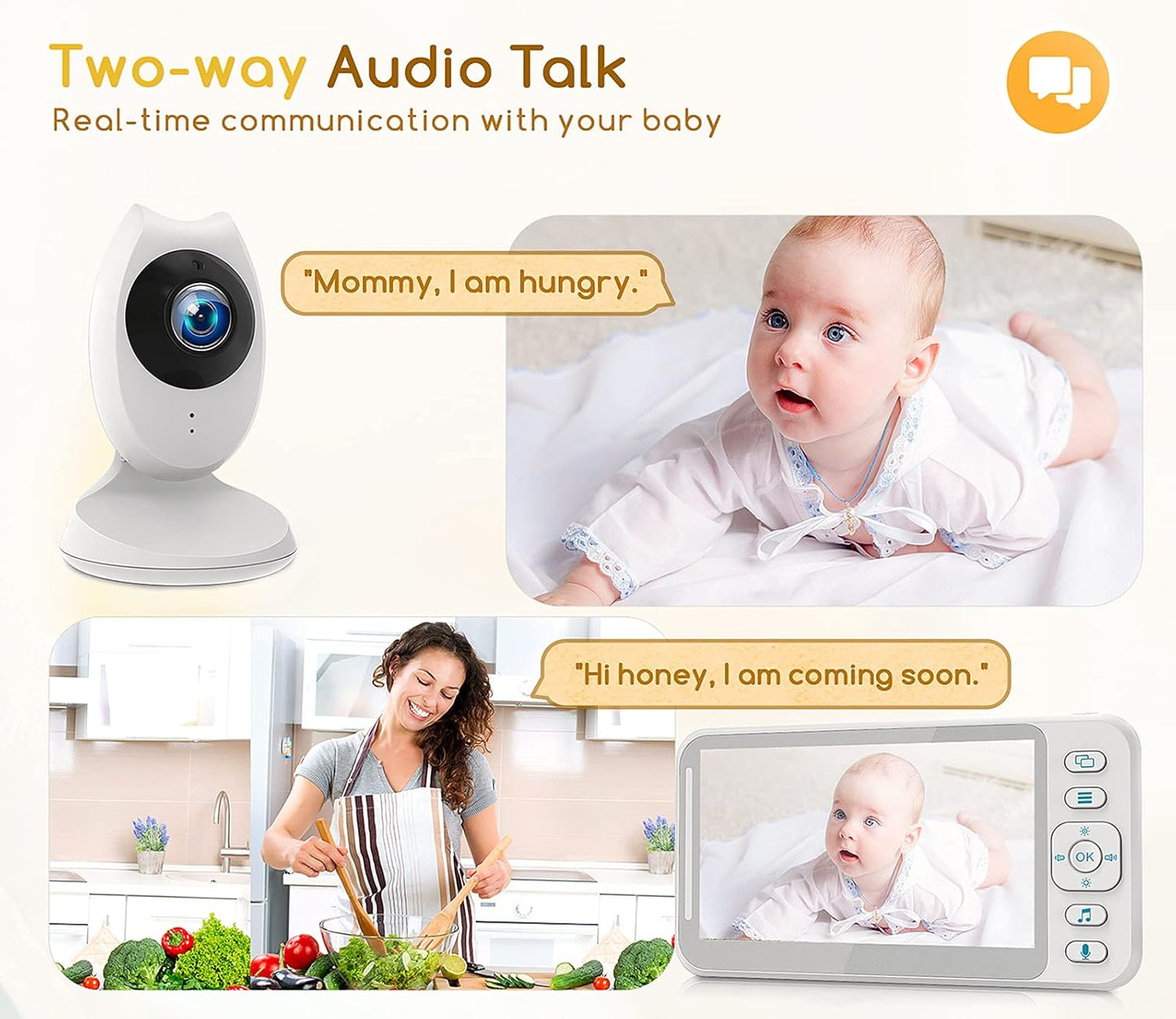 Dluxe Ave. CAMPARK CAM Video Baby Monitor with 2 Cameras and 4.3inch LCD Split Screen Baby Monitor with Camera and Audio Infrared Night Vision Two-Way Talk Temperature Display 8 Lullabies and VOX Mode