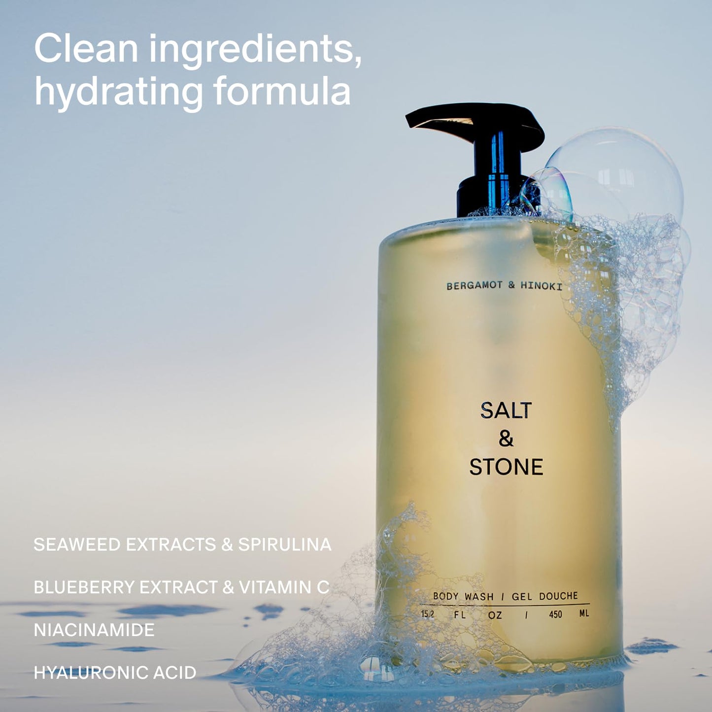 Dluxe Ave. Salt & Stone Body Wash with Antioxidants for Deep Moisture | For Women & Men Sulfate Paraben & Dye Free Leaving Skin Soft and Hydrated
