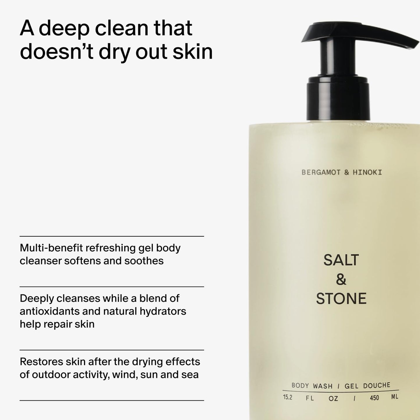 Dluxe Ave. Salt & Stone Body Wash with Antioxidants for Deep Moisture | For Women & Men Sulfate Paraben & Dye Free Leaving Skin Soft and Hydrated