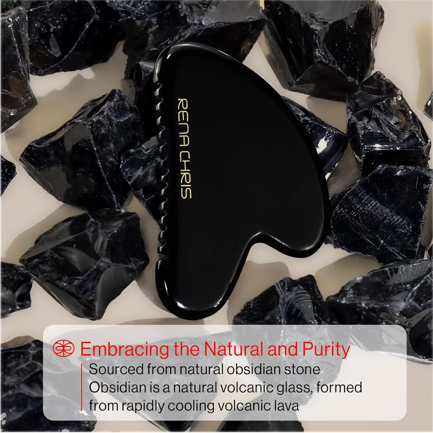 Dluxe Ave. Gua Sha Facial Tool/ Natural Jade Stone/ Black