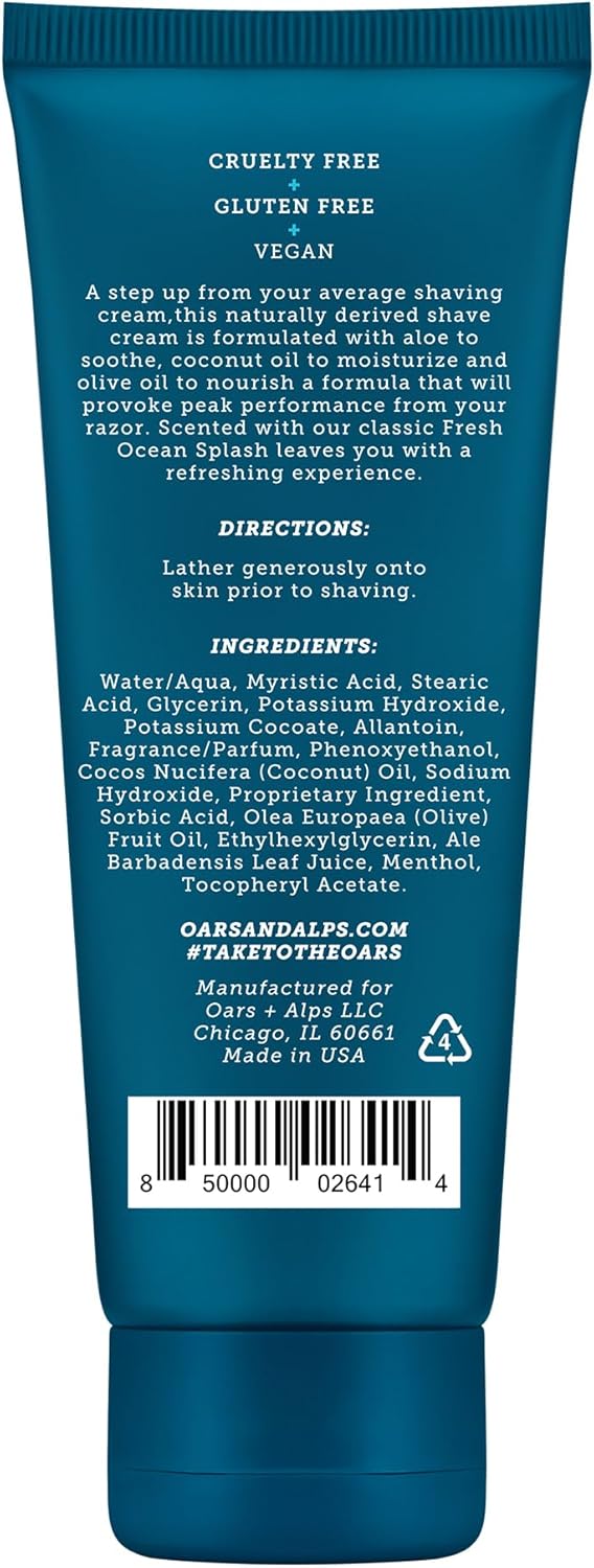 Dluxe Ave. Oars + Alps Soothing Mens Shaving Cream Dermatologist Tested TSA Friendly 3.4 Oz 2 Pack
