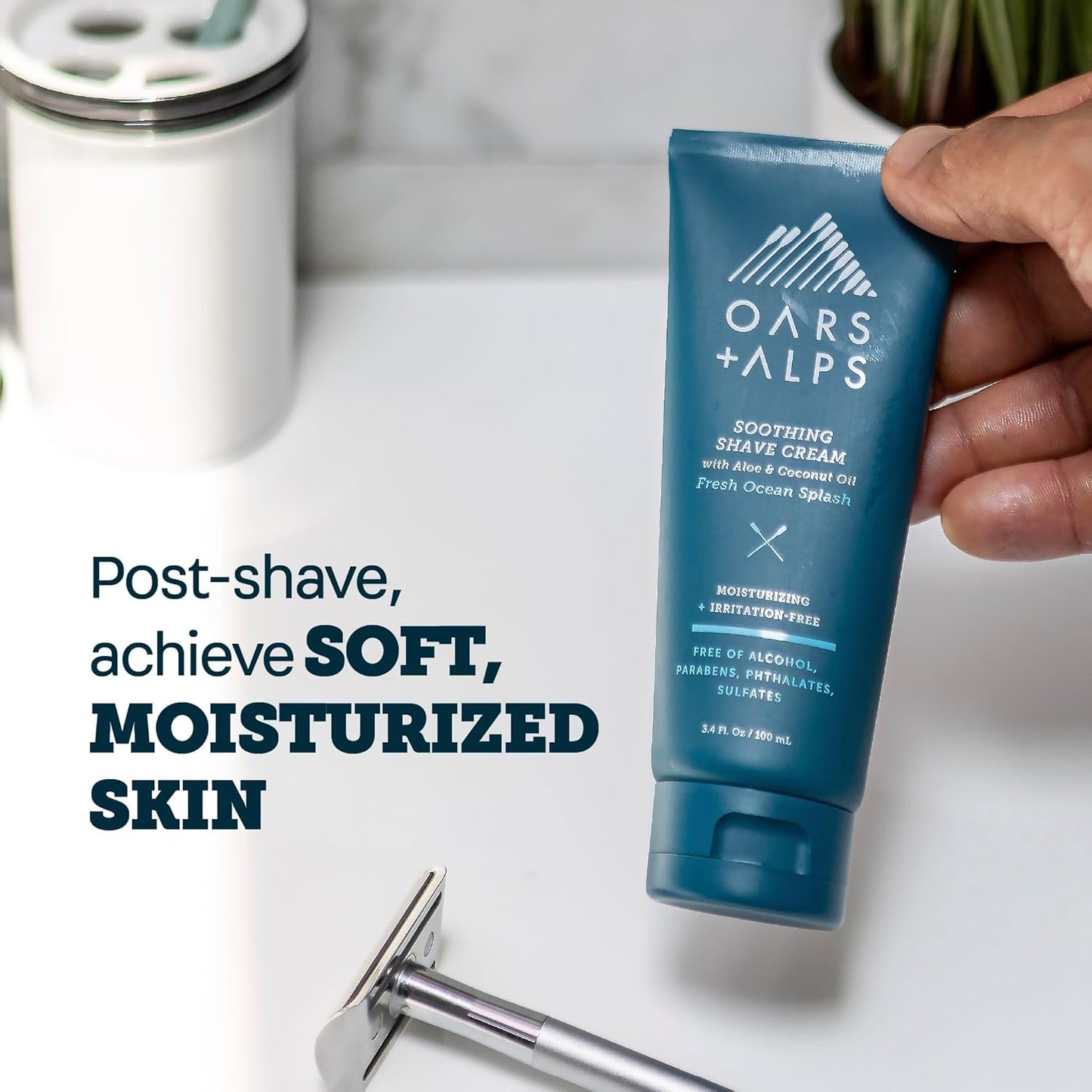Dluxe Ave. Oars + Alps Soothing Mens Shaving Cream Dermatologist Tested TSA Friendly 3.4 Oz 2 Pack