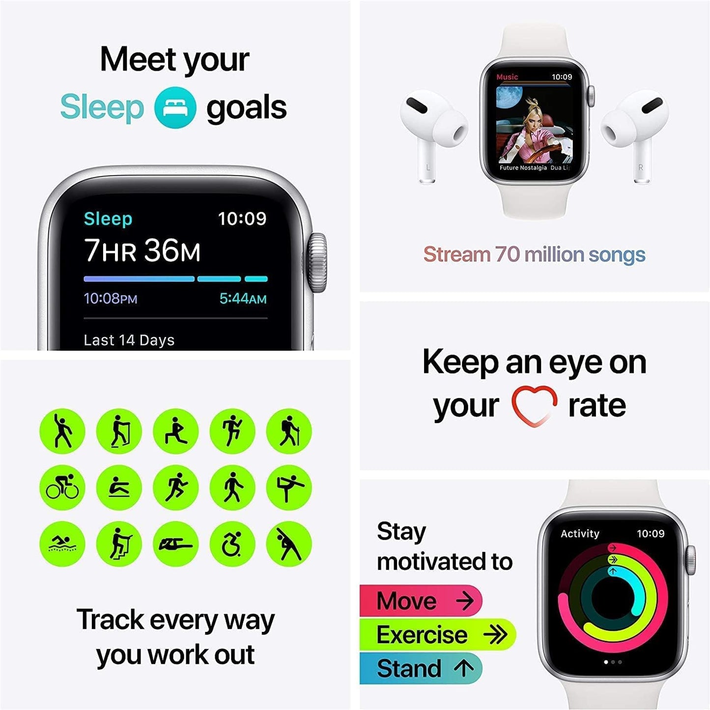 Dluxe Ave. Apple Watch SE 40mm GPS + Cellular Gold Aluminum Case - Starlight Sport Band (Renewed)