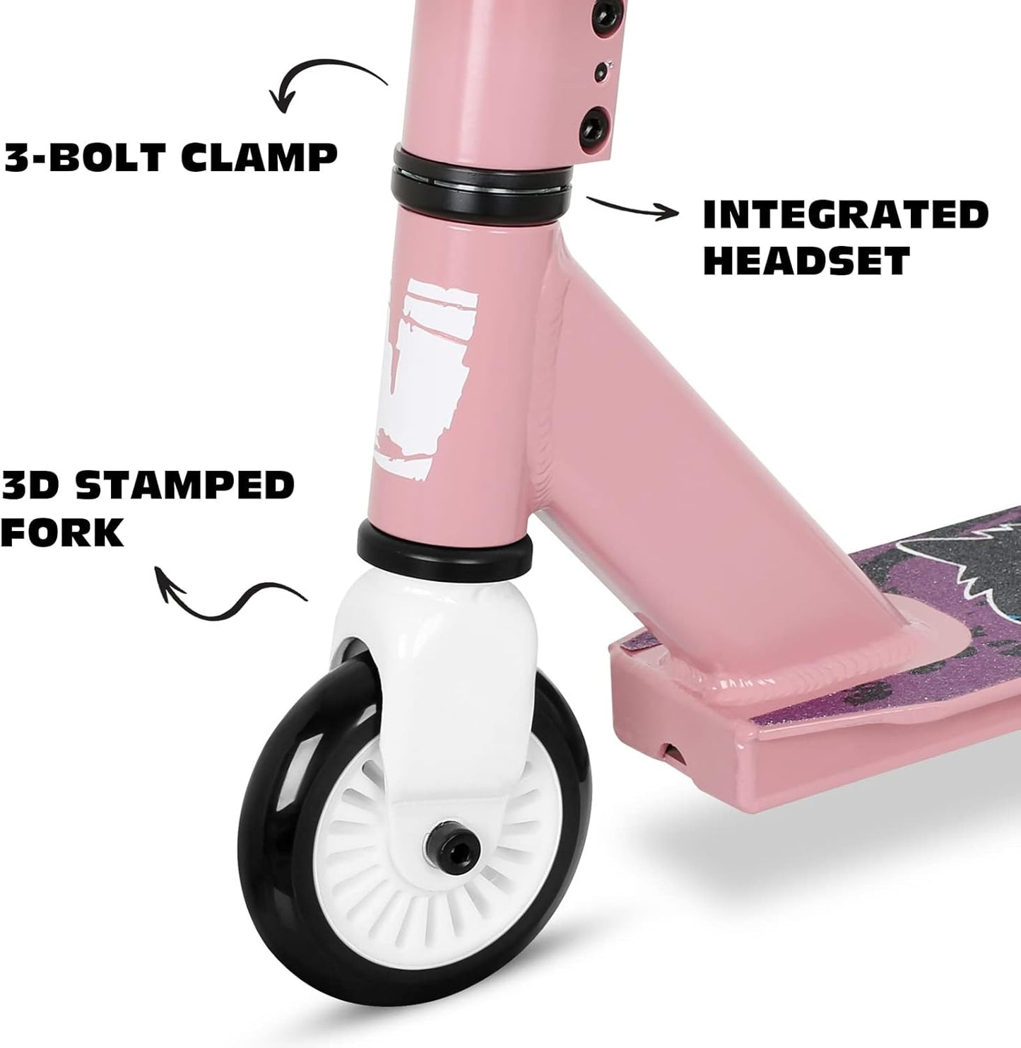 Dluxe Ave. Pro Scooter - Trick Scooters | Entry Level Stunt Scooter for Kids Ages 6-12 Years and Up Lightweight Complete BMX Freestyle Scooter for Beginners (2022 Pink White)