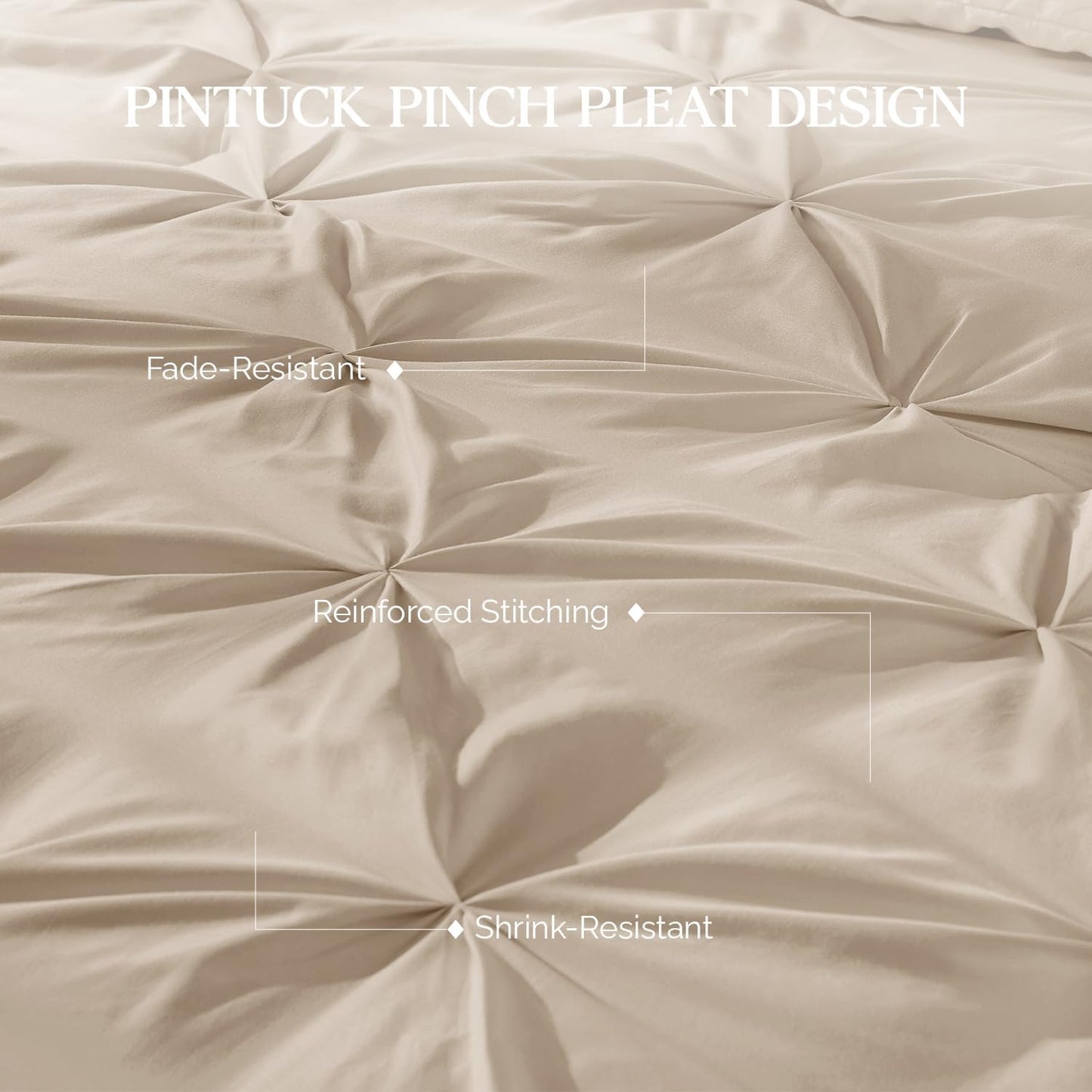 Dluxe Ave. ( FULL ) 3 Pcs Pinch Pleat Comforter Set/ Microfiber Down/ All Season/ Khaki